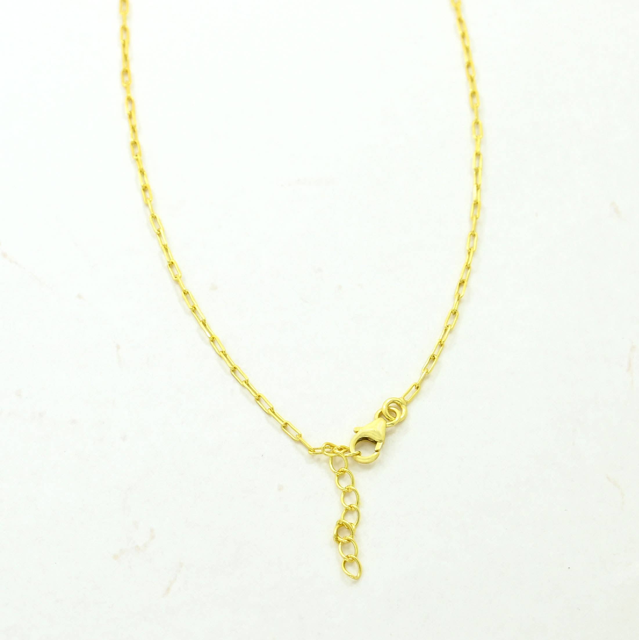 Round Gemstone Necklace Gold Plated Silver 925 - Green Tourmaline