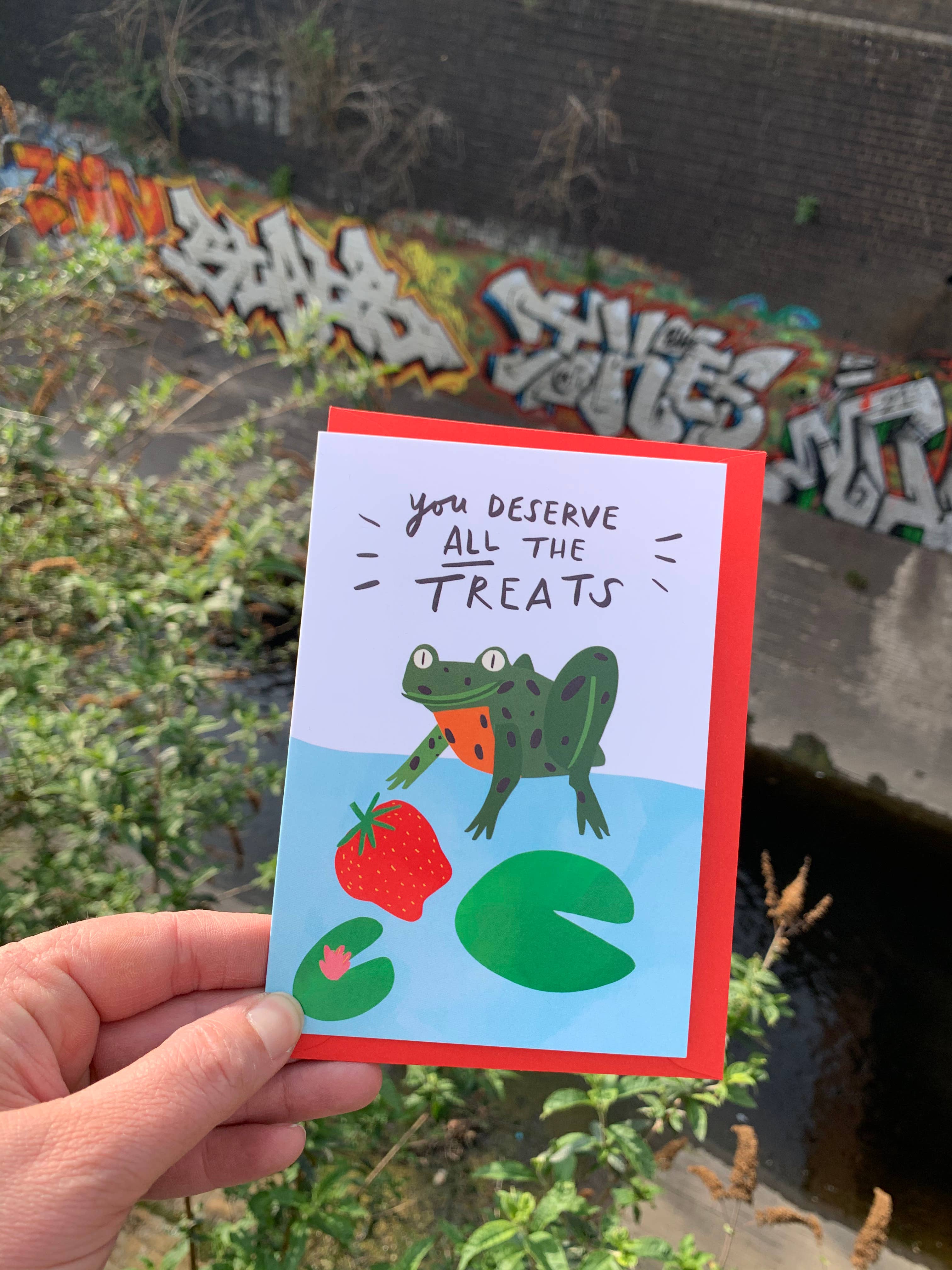 You Deserve All The Treats! - Happy Frog A6 Greeting Card