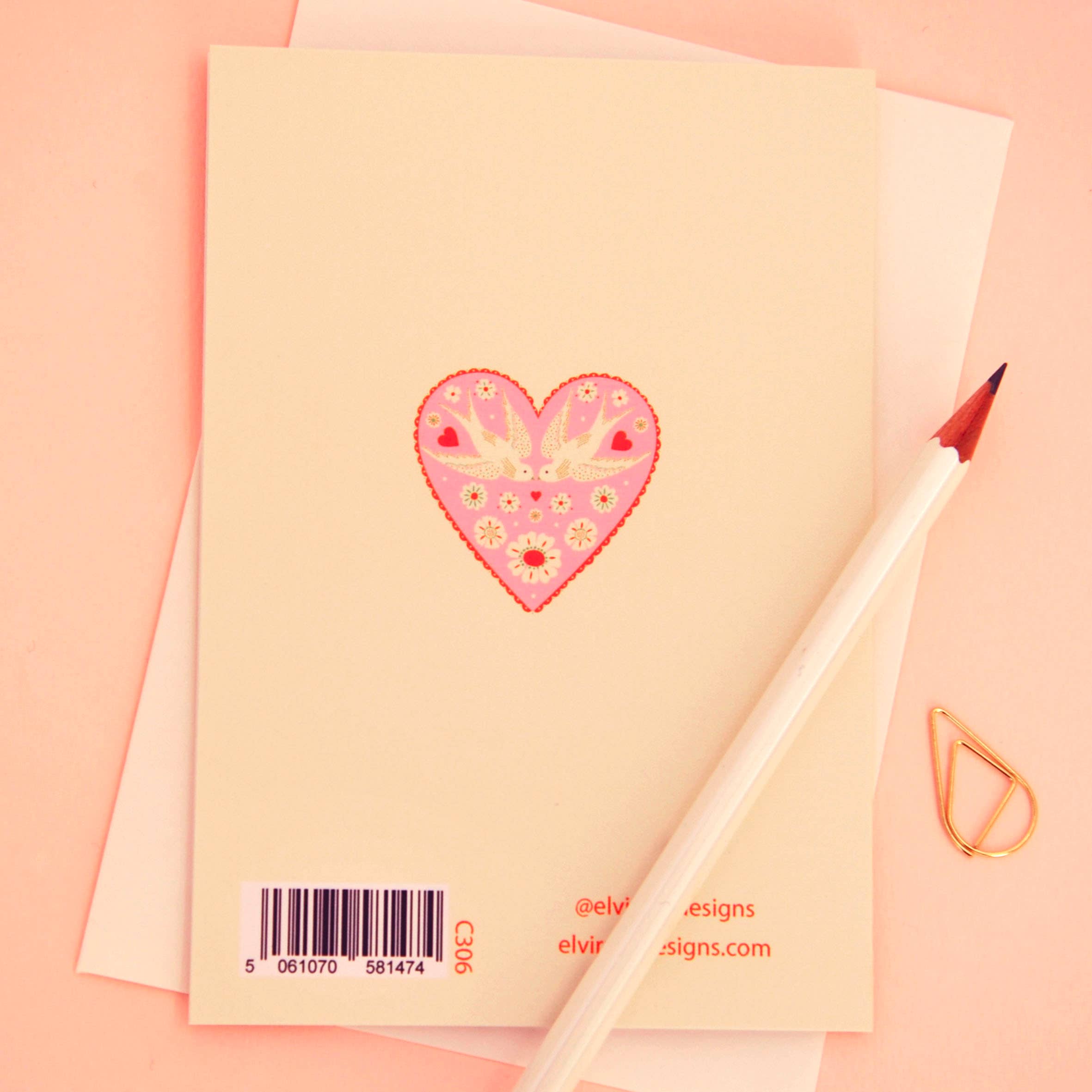 Valentine’s Bird & Floral Border Card