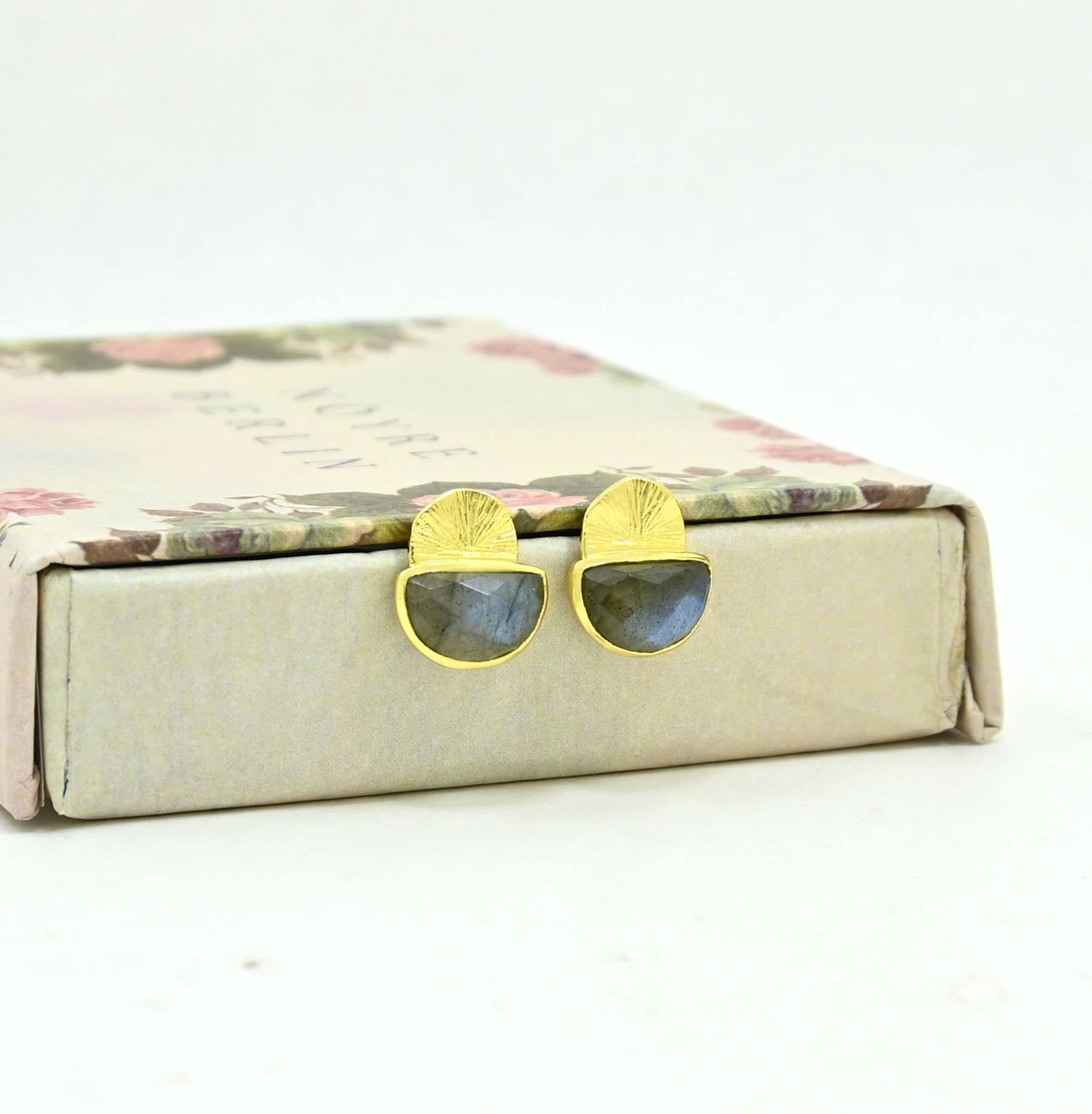 Amore Stud Earring Gold Plated - Labradorite