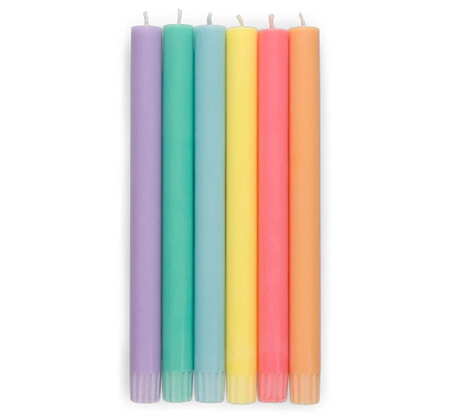 Pastel Rainbow Set of 6 Dinner Candles