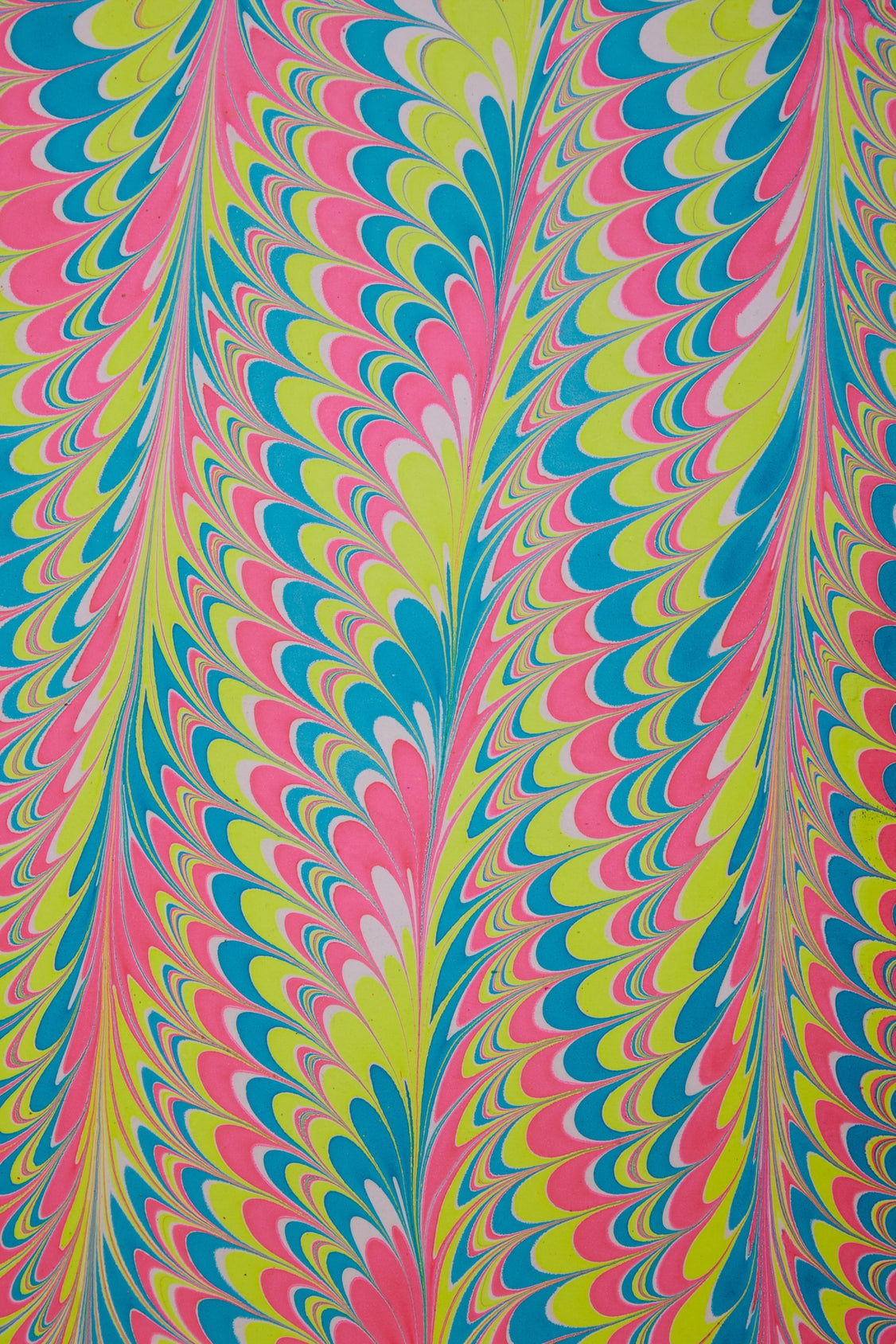 Neon Peacock Handmade Marbled Paper