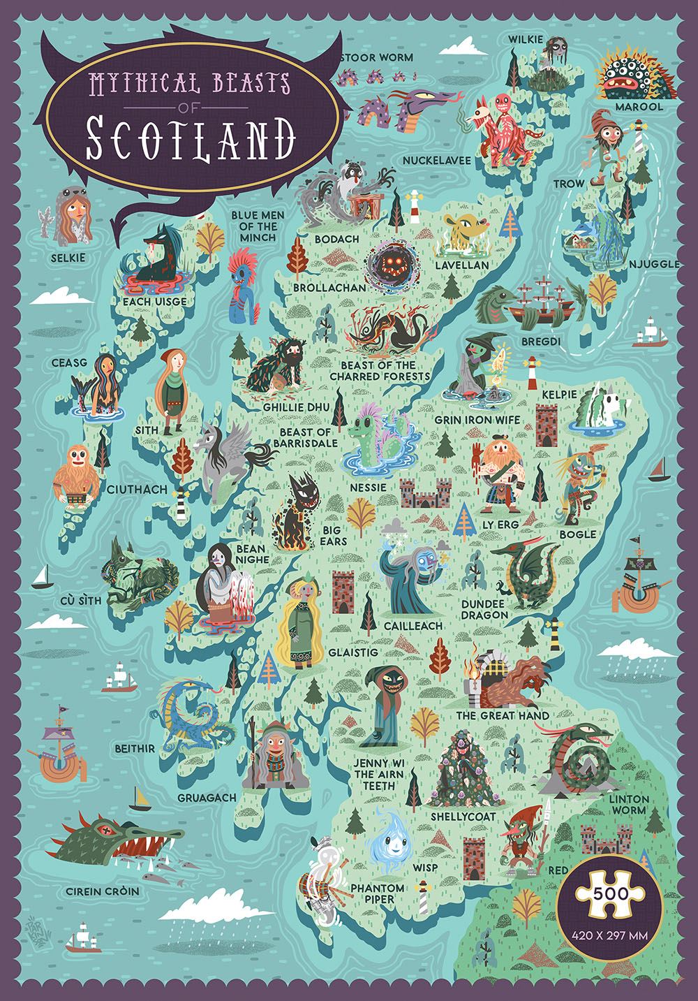 Mythical Beasts Of Scotland : 500 Piece Jigsaw Puzzle