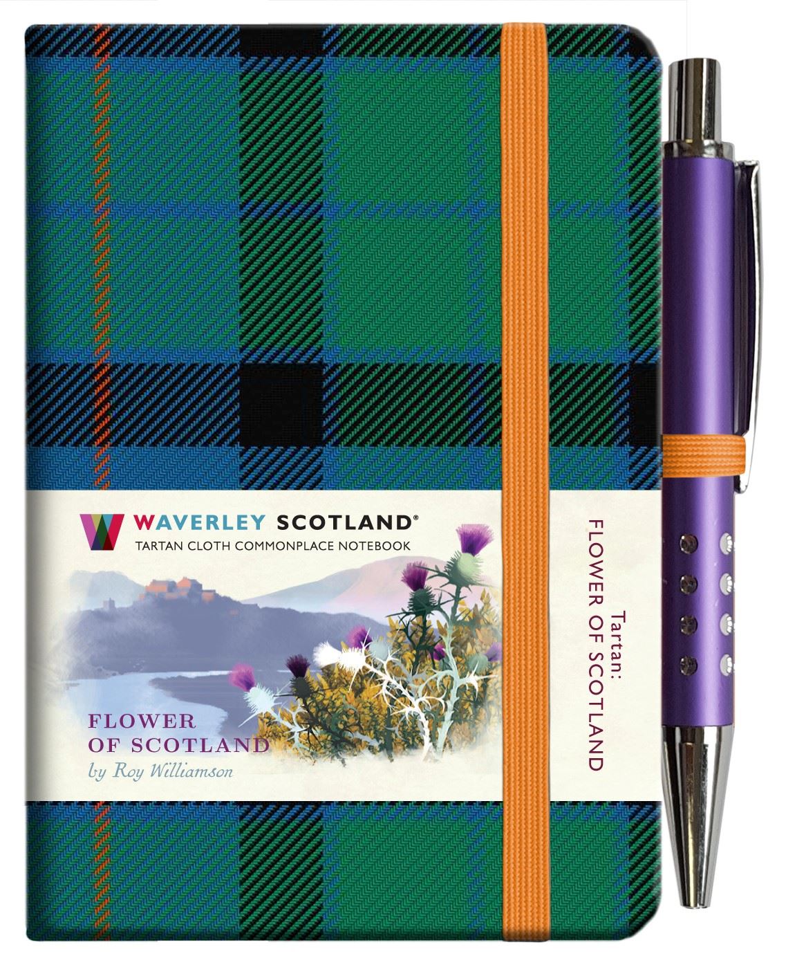 Flower of Scotland Tartan Cloth Notebook With Pen