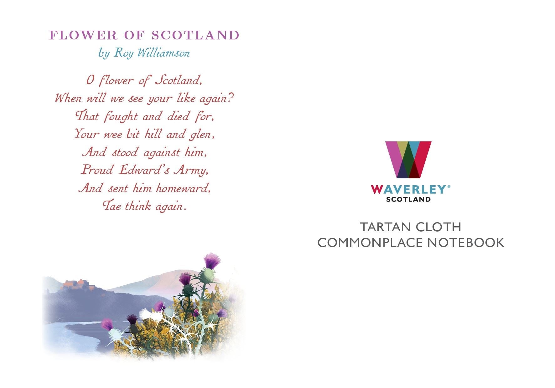 Flower of Scotland Tartan Cloth Notebook With Pen