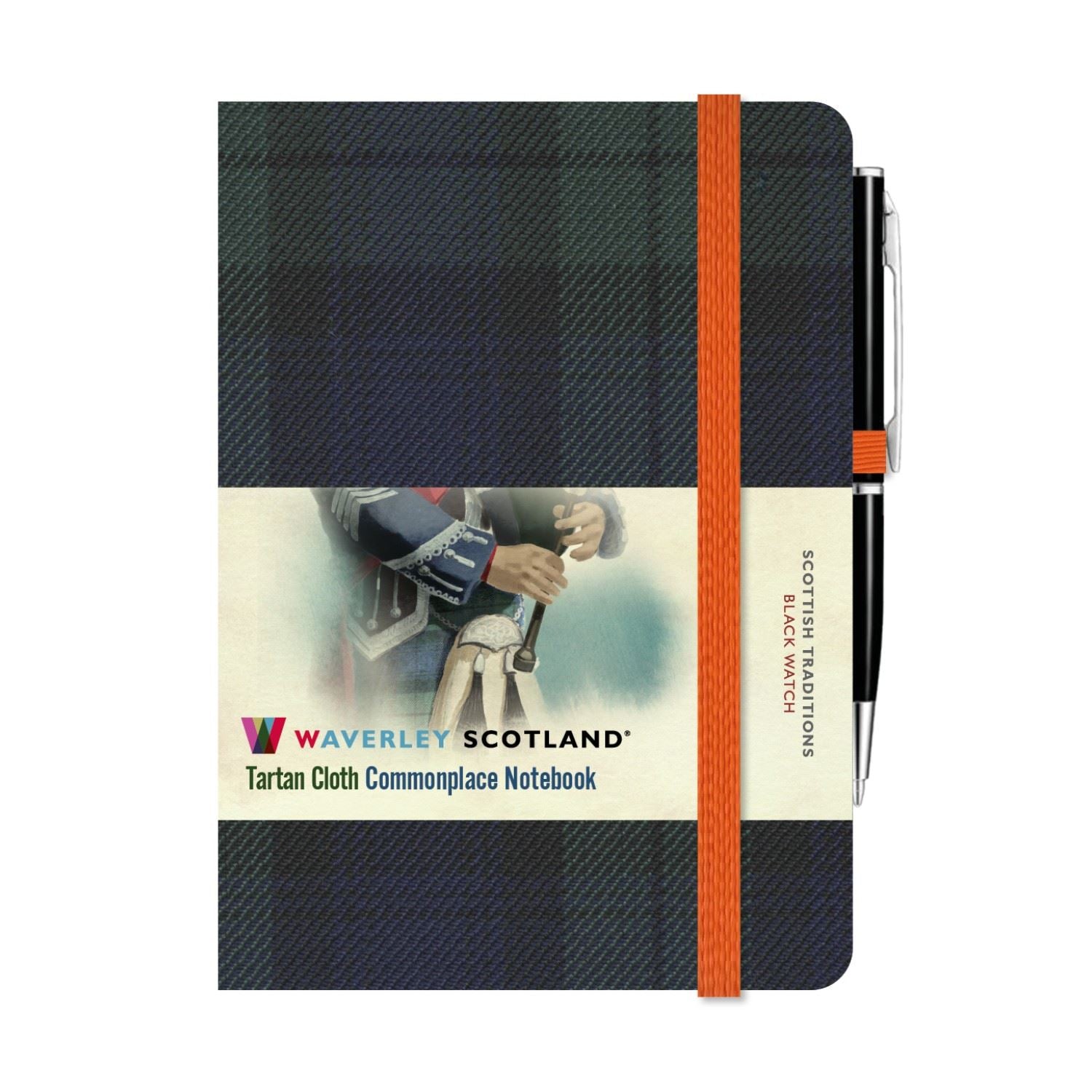 Black Watch Tartan Cloth Notebook With Pen