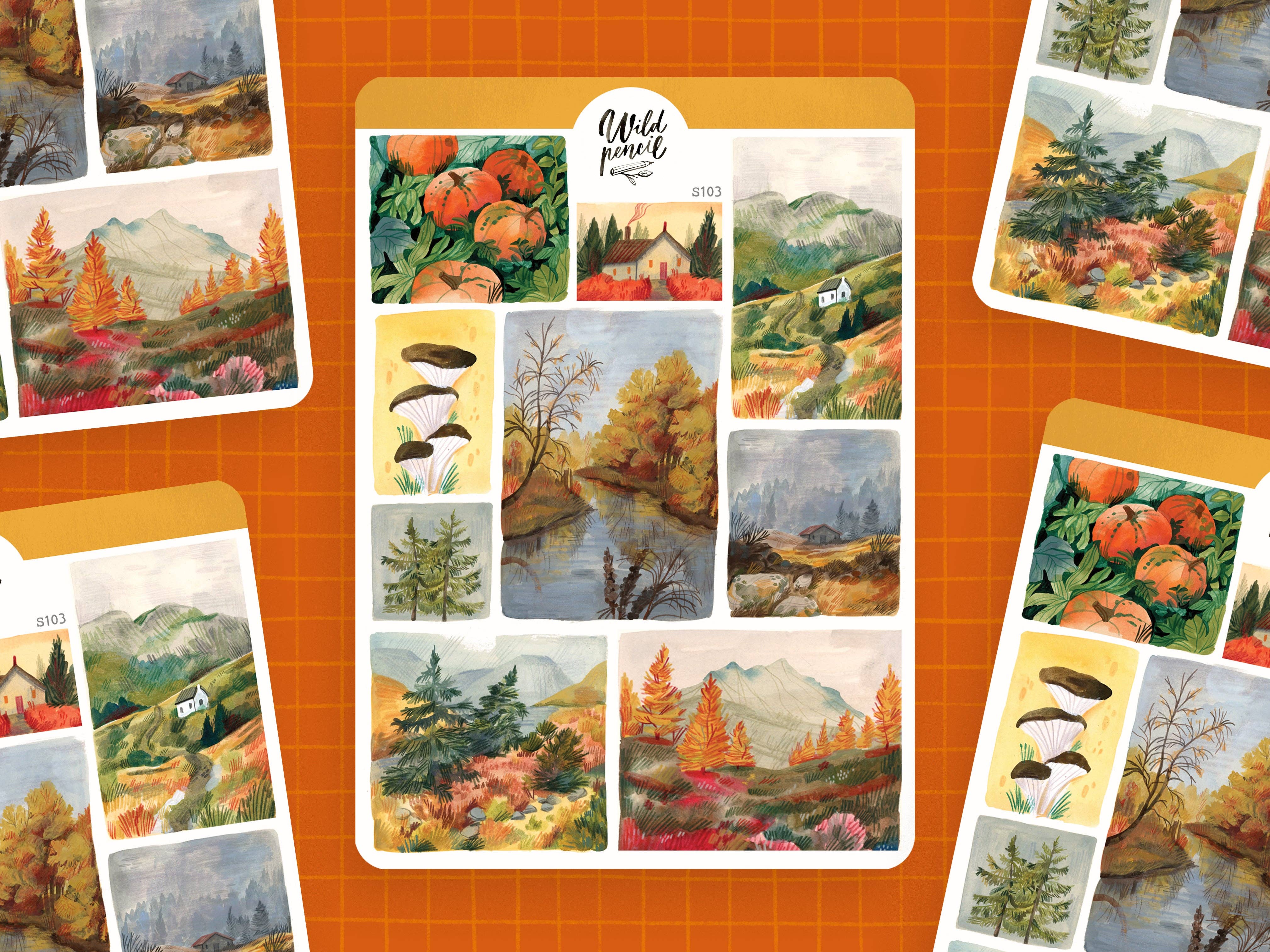 Fall Landscapes Sticker Sheet