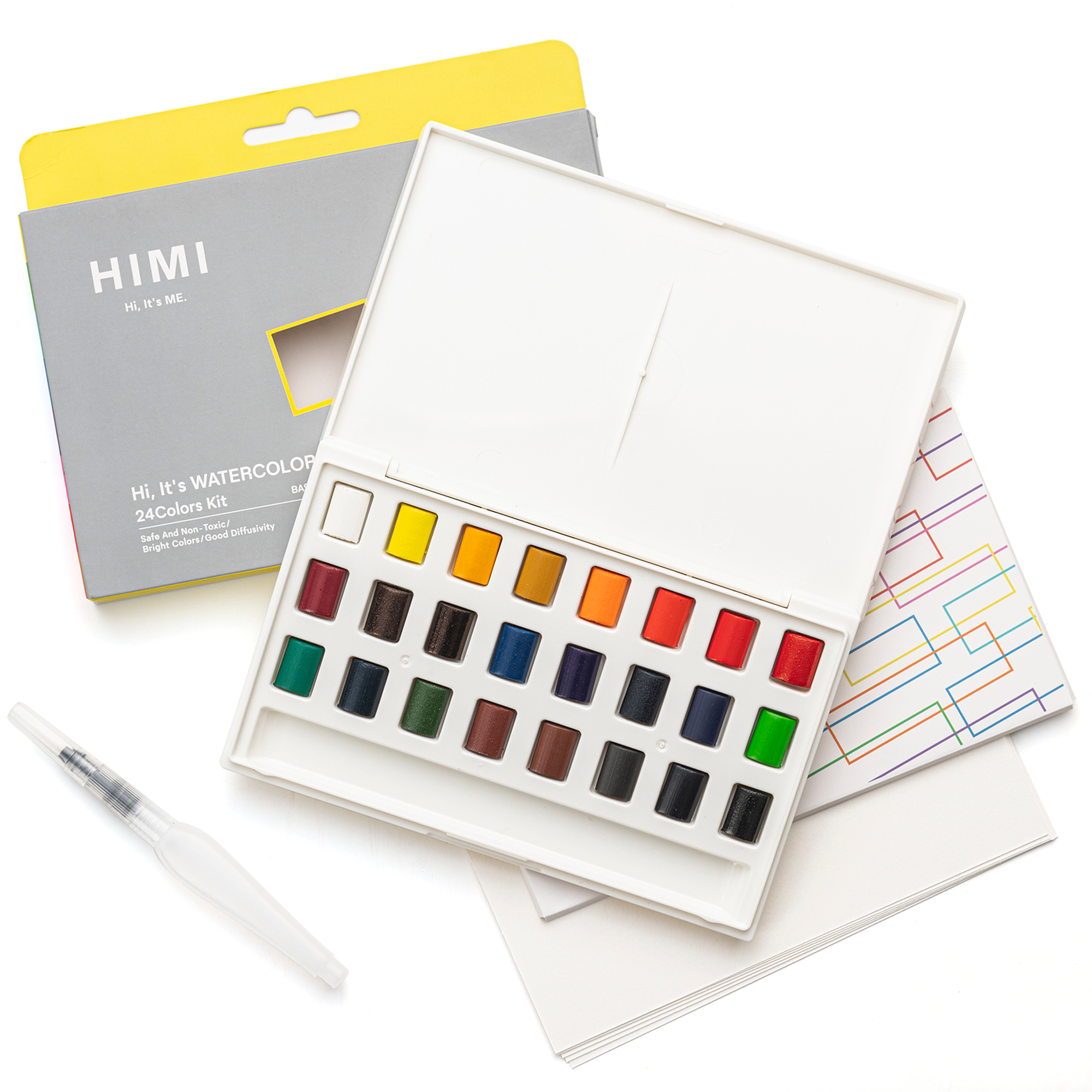 Watercolour Kit 24 Half-Pans & Waterbrush
