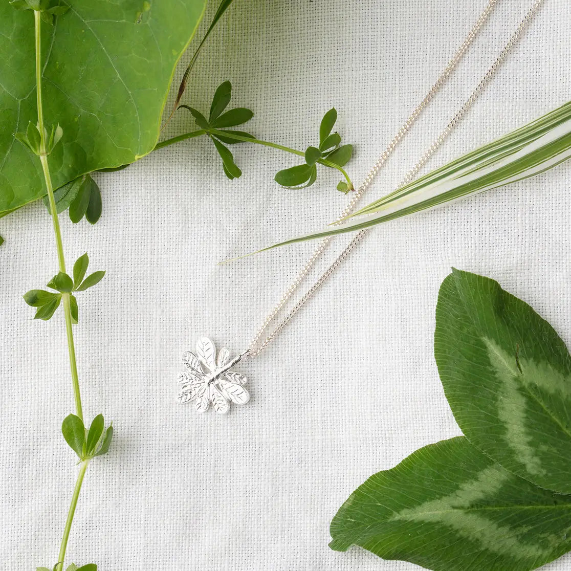 Silver Aralia Leaf Necklace