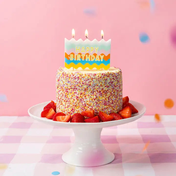 Colourful Wavy Block Birthday Candle