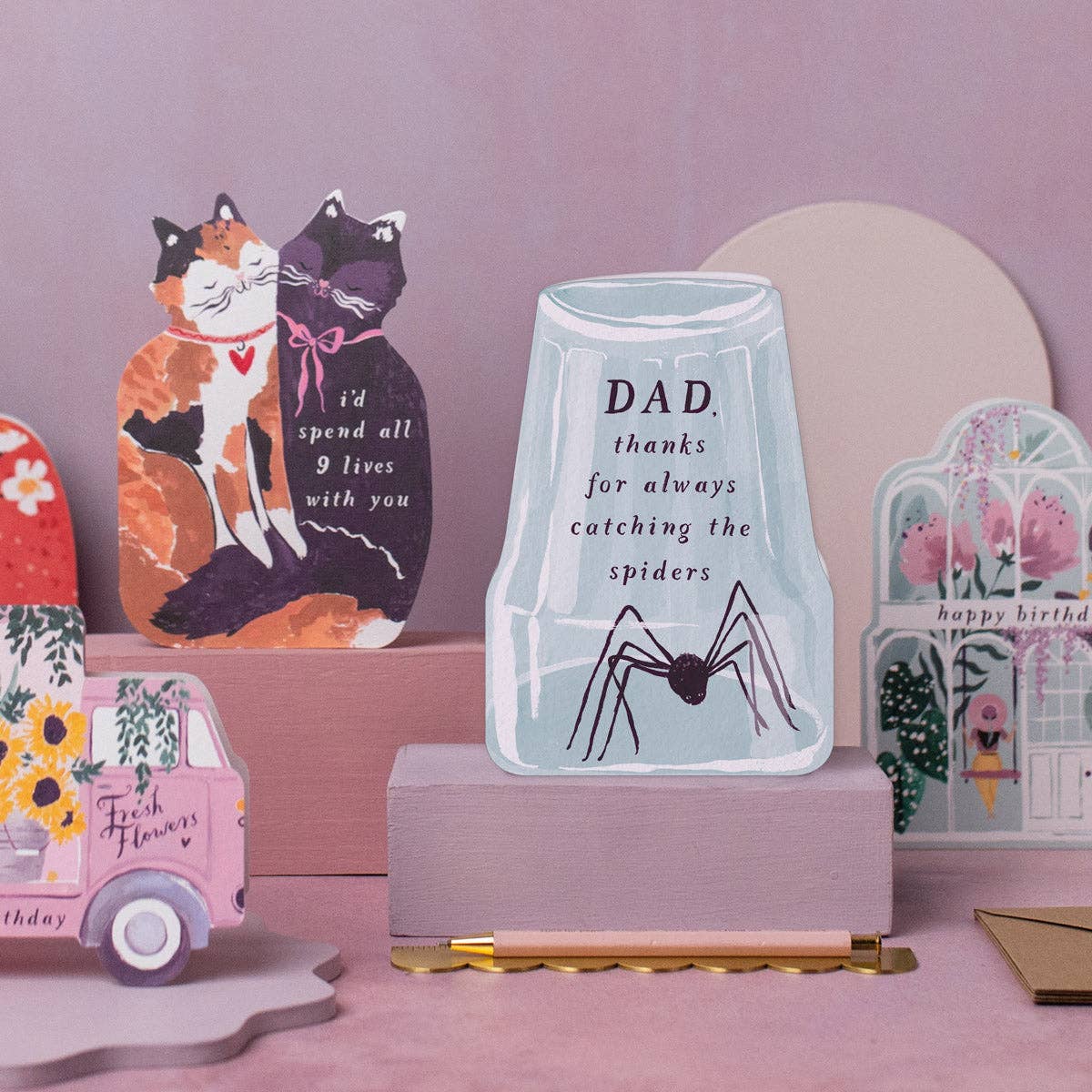 Spider Catching Father's Day Card