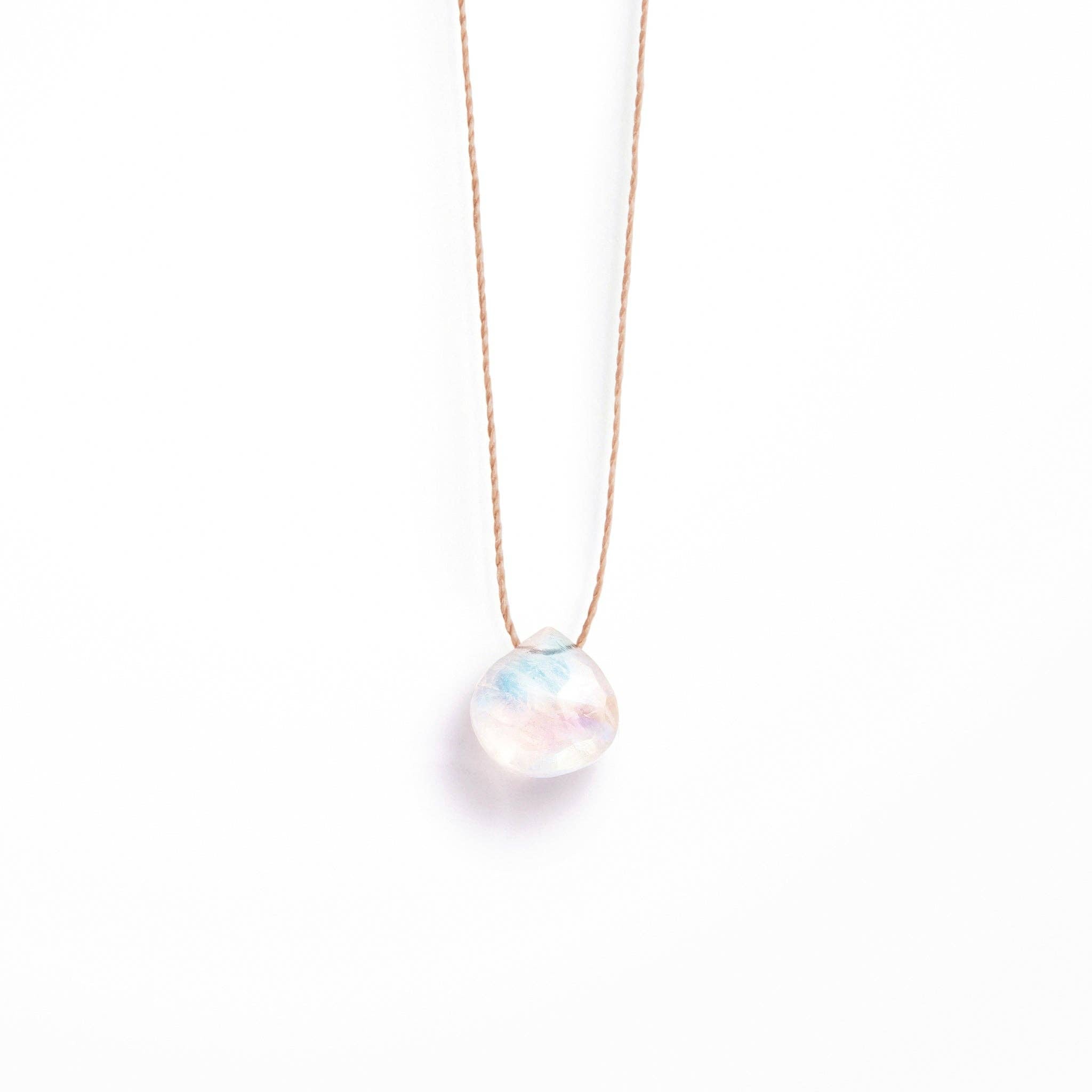 Rainbow Moonstone Fine Cord Necklace