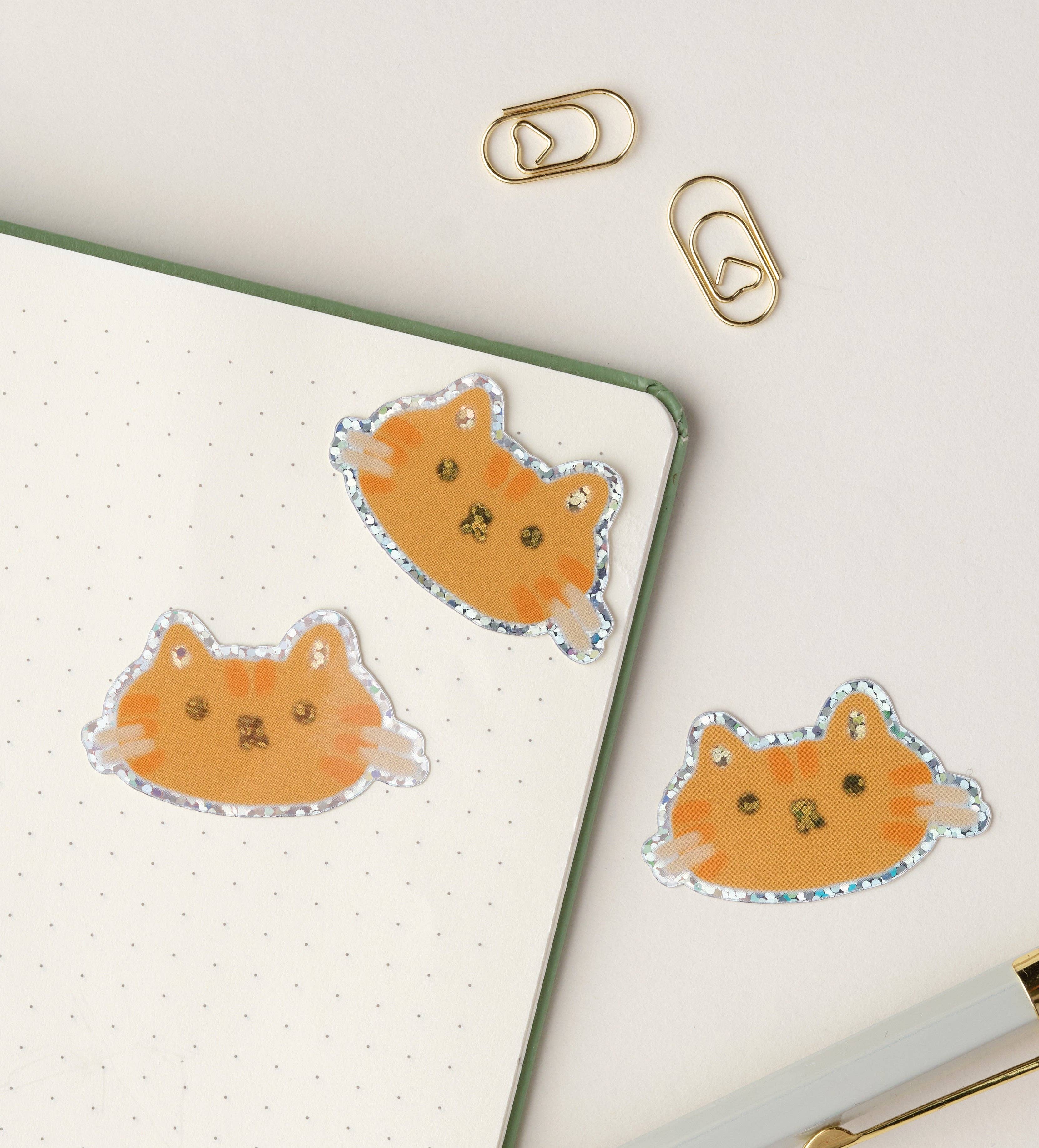 Ginger Cat Holographic Sticker: With Backing Card