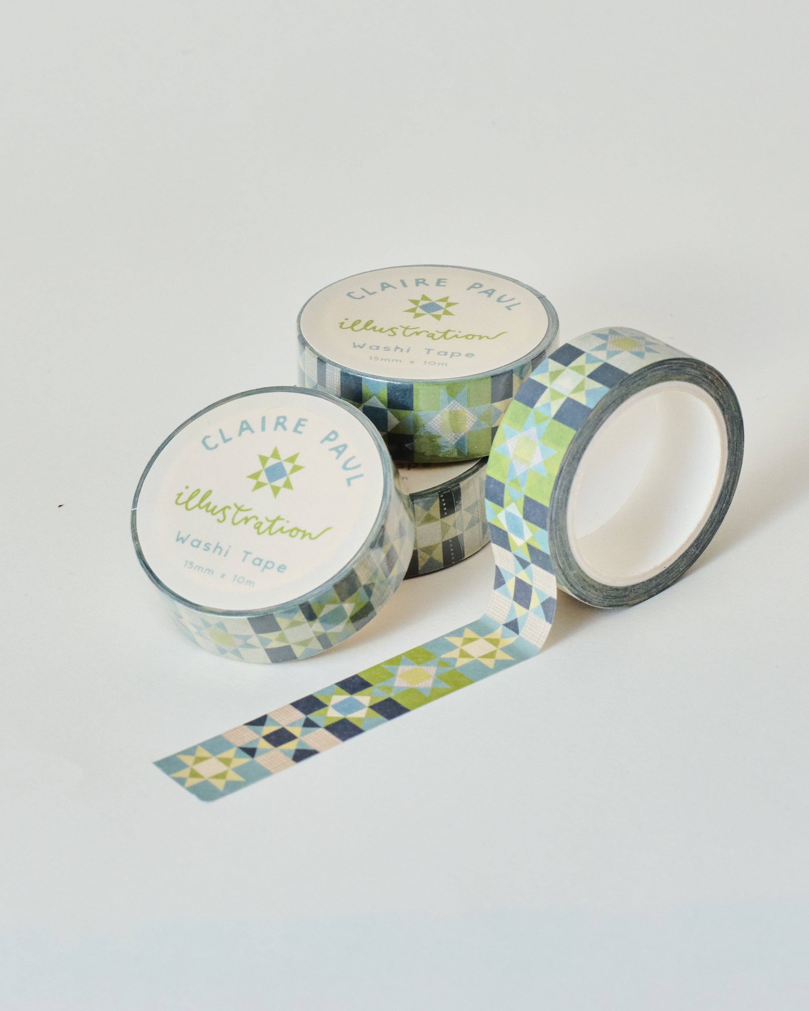 Patchwork Star Washi Tape - Blue