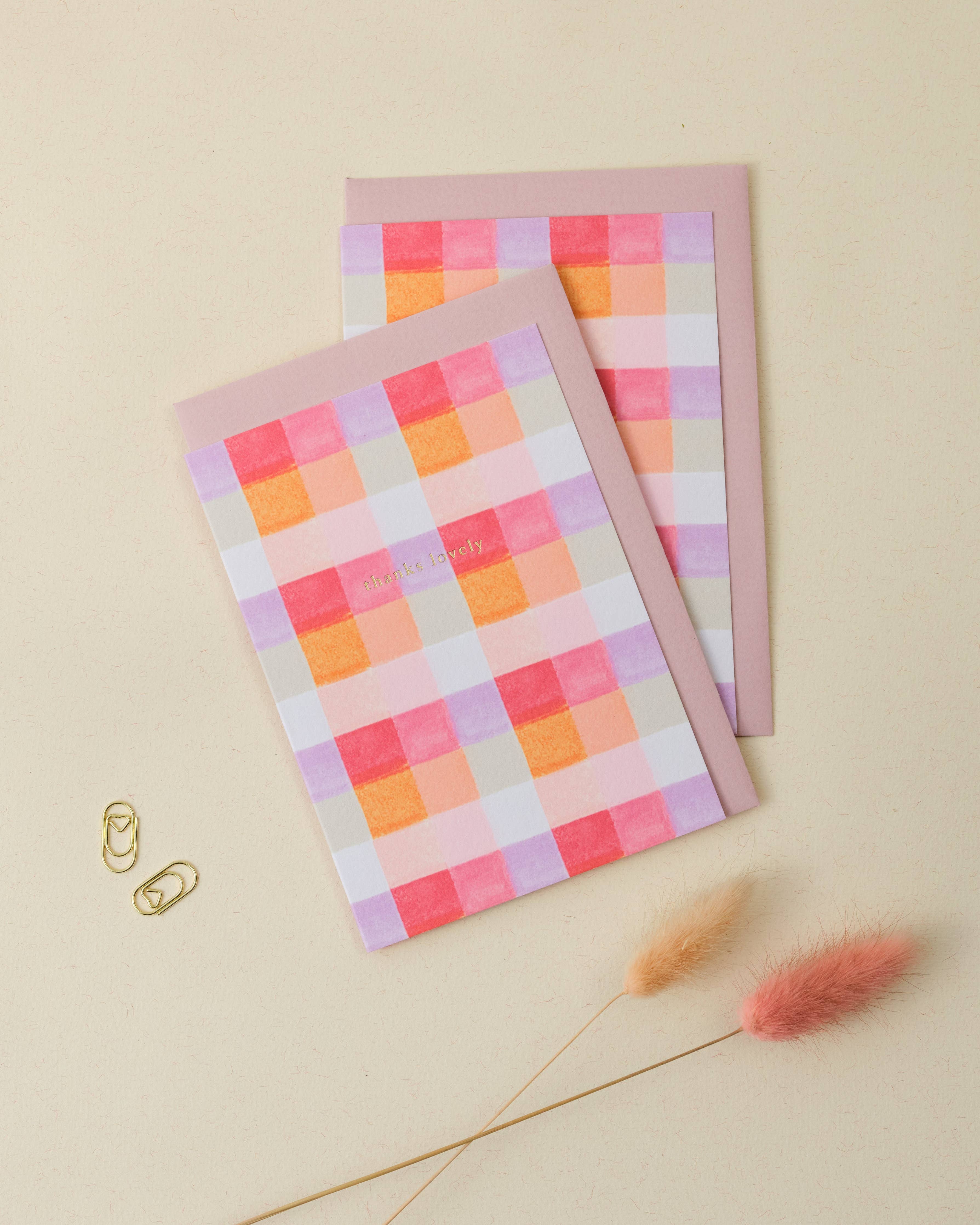 Thanks Lovely Gingham Greetings Card