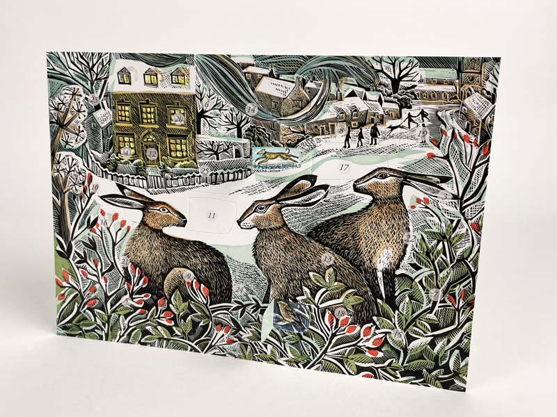 We Three Hares Advent Card