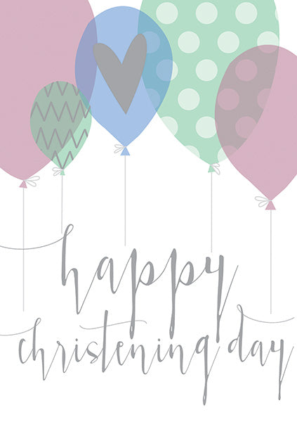 Pastel Balloons Happy Christening Day Card
