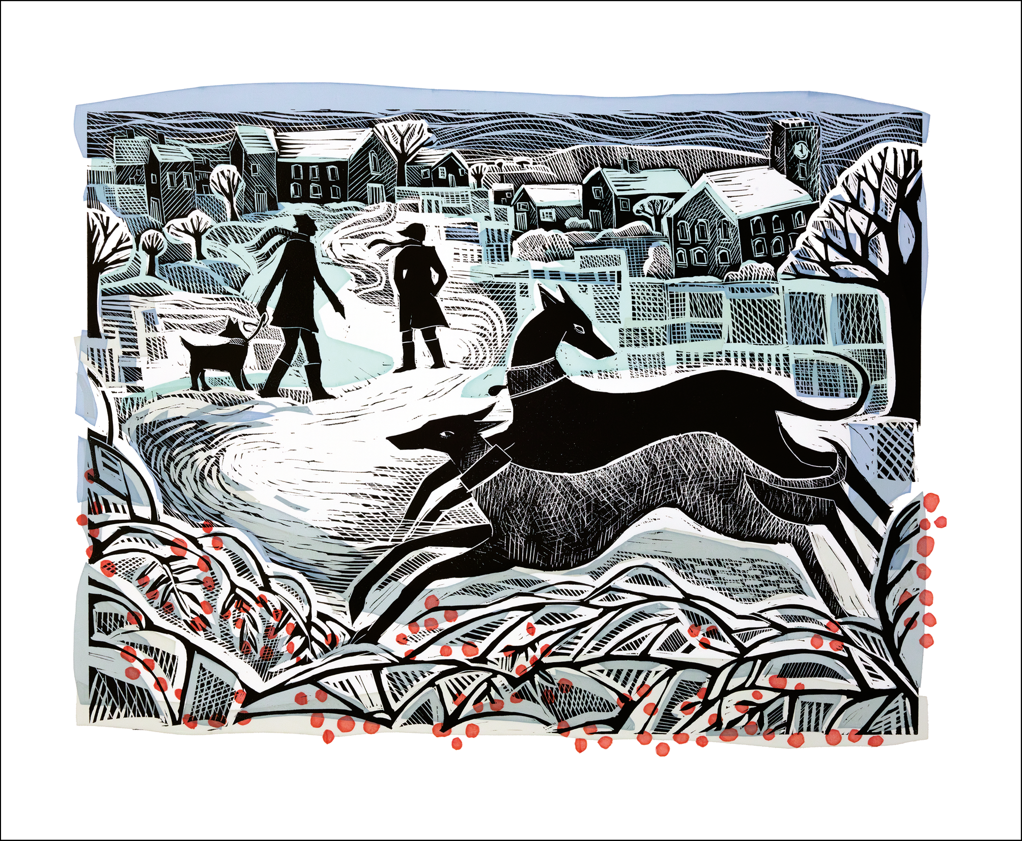 Whippets In Winter Blank Card