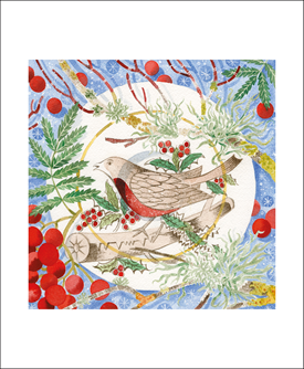 Winter Bird & Berries Blank Card