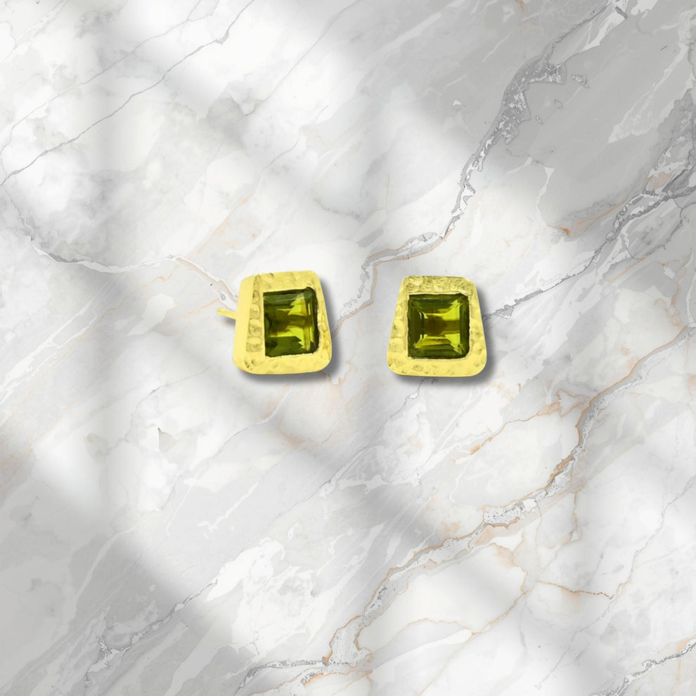 Aria Stud Earring Gold Plated - Green Tourmaline