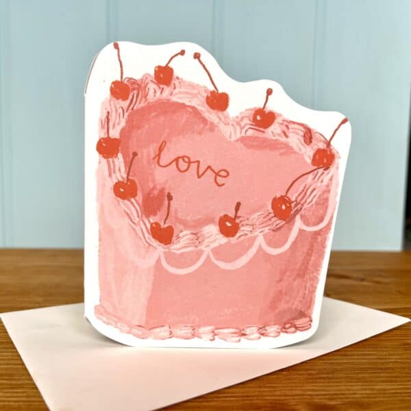 Love Heart Cake Valentines Card