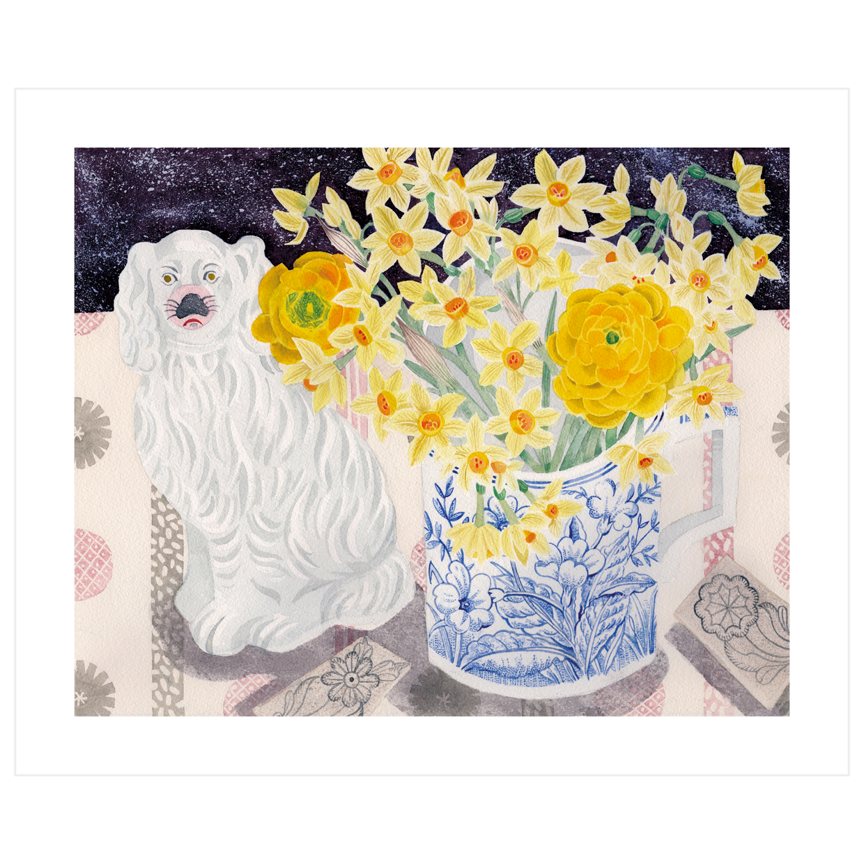 Spey Spring With White Dog Blank Card