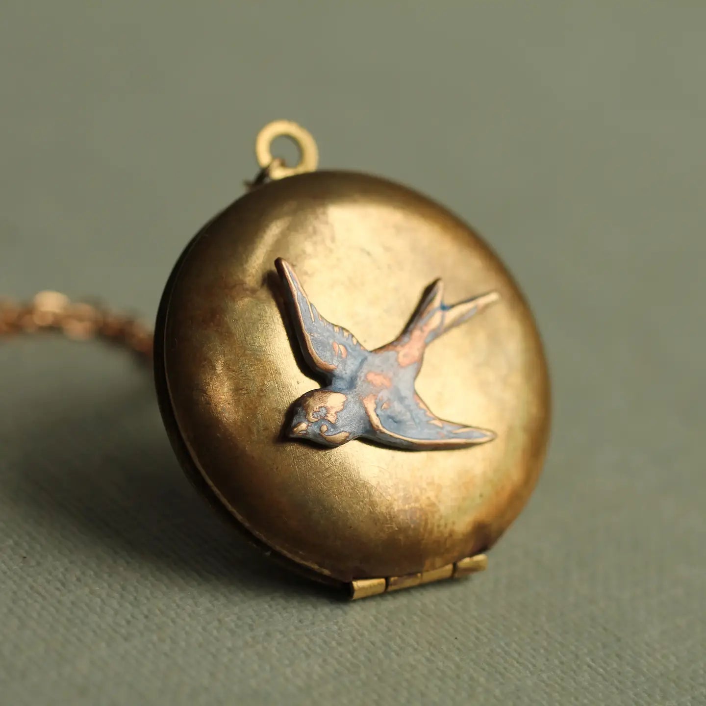 Antique Bird Locket Necklace