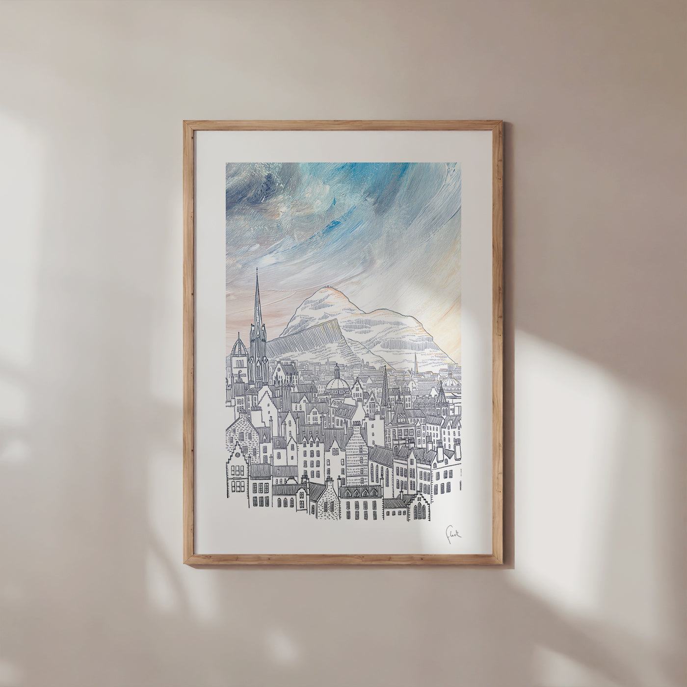A4 Arthur's Seat (Blues) Art Print