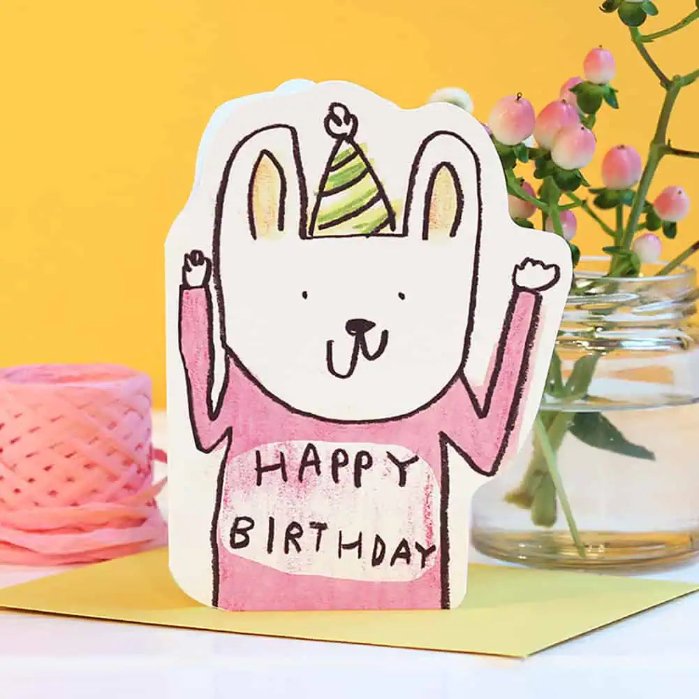 Cut Out Rabbit Hat Birthday Card