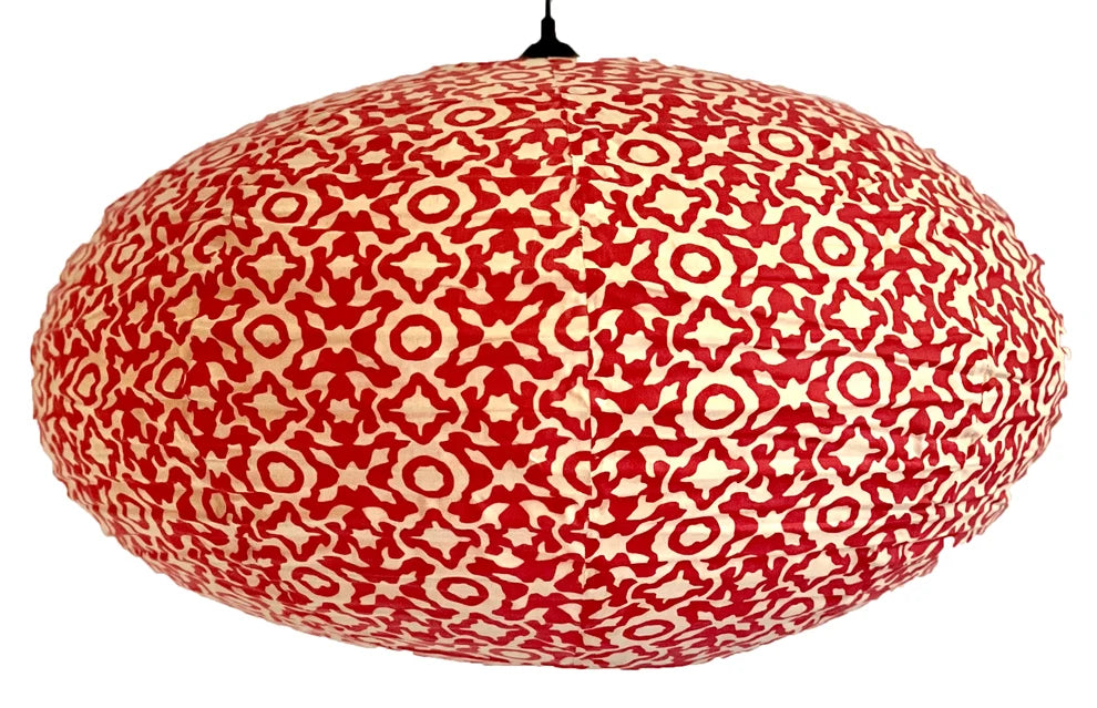 Small 60cm Cream & Red Eva Cotton Pendant Lampshade