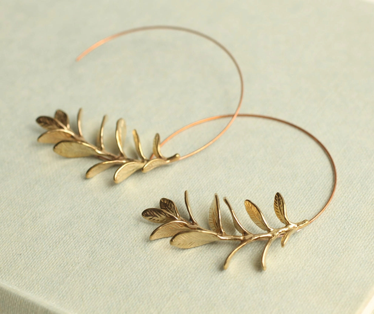 Botanical Leaf Hoop Earrings