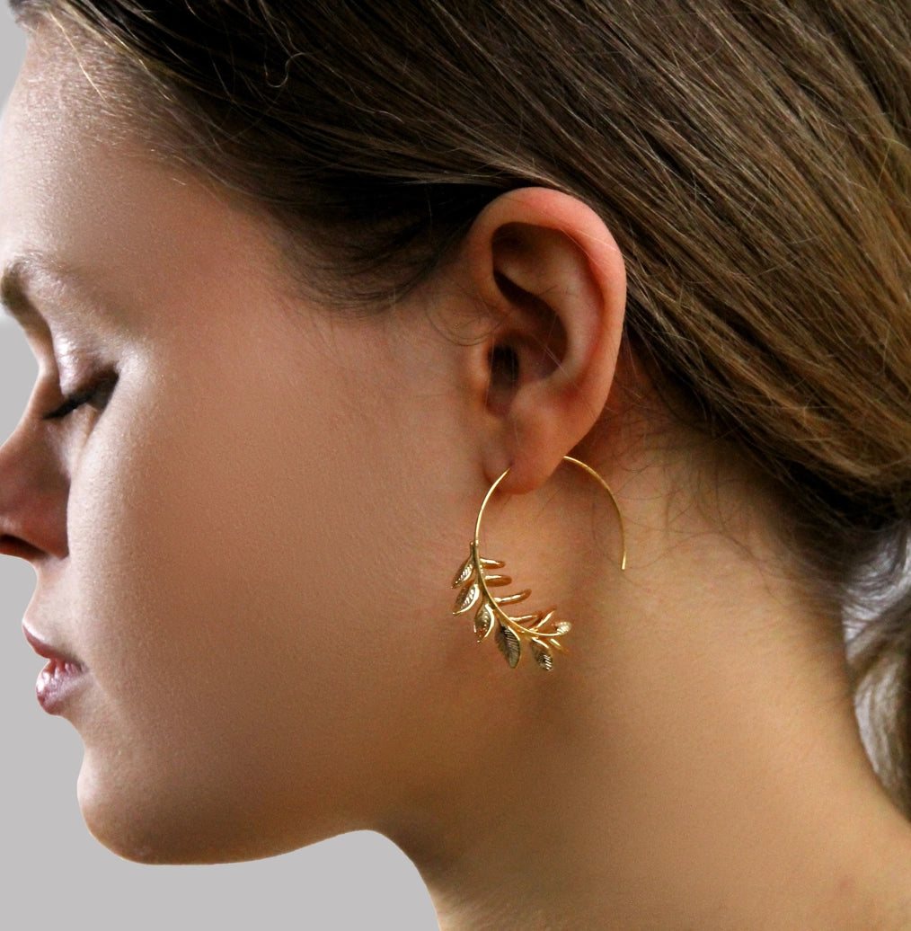 Botanical Leaf Hoop Earrings