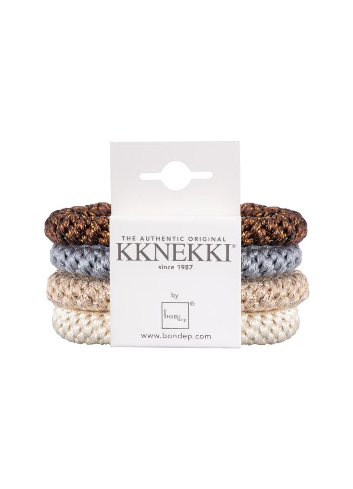 Set Of 4 Neutral Glitter Kknekki Hair Ties