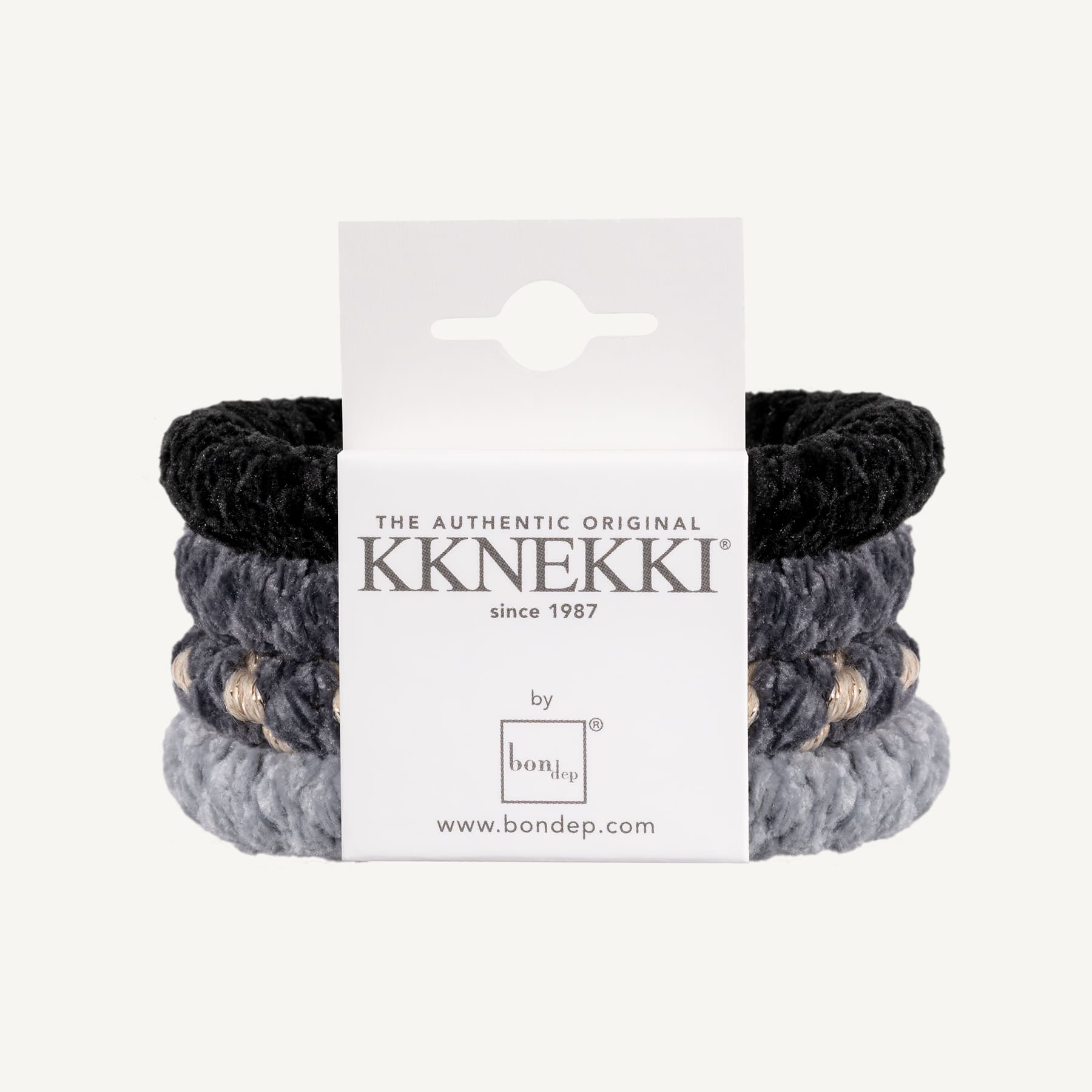Set Of 4 Shades Of Grey Velvet Kknekki Hair Ties