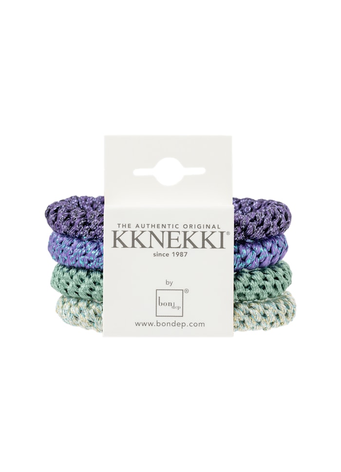 Set Of 4 Green & Purple Kknekki Hair Ties