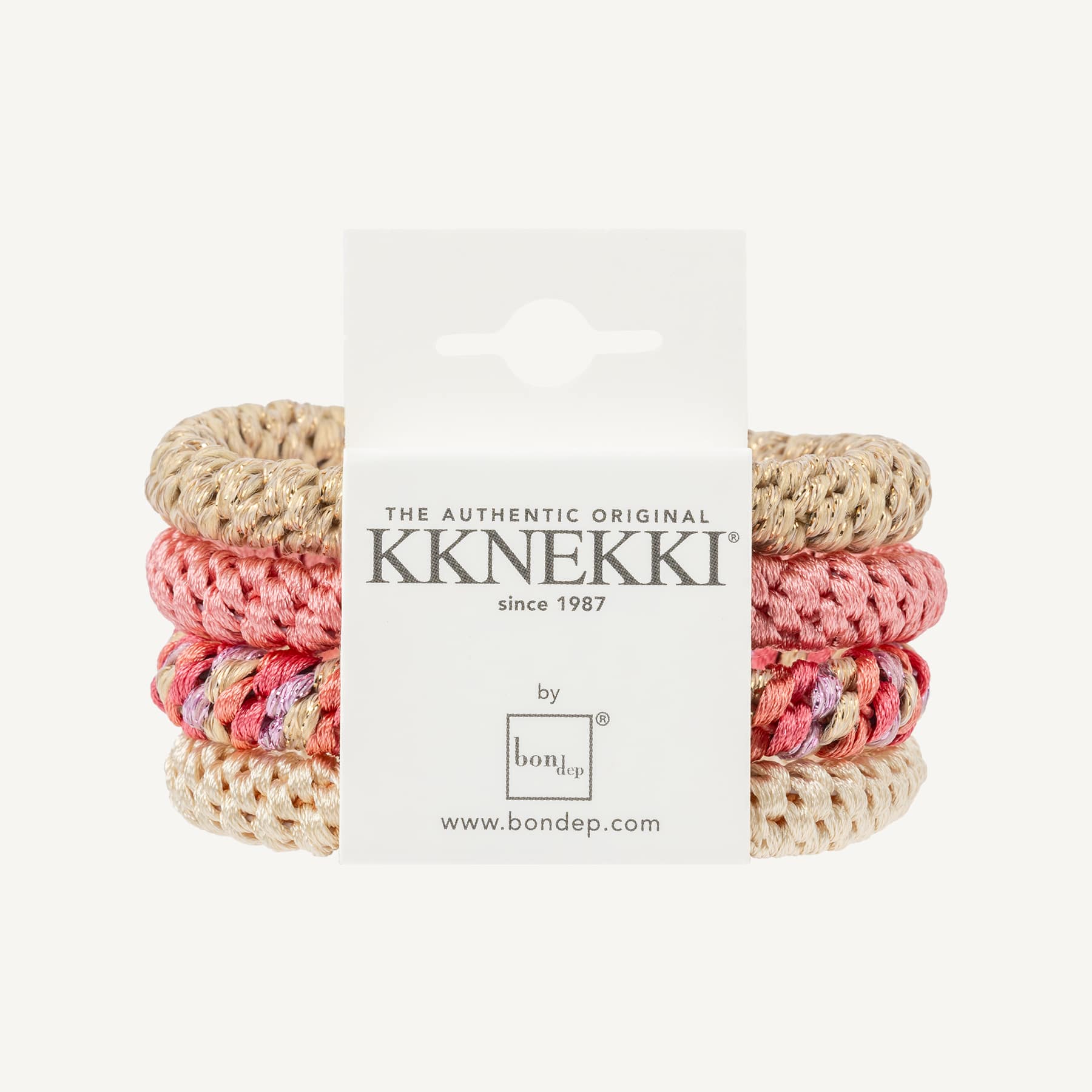 Set Of 4 Pink & Gold Kknekki Hair Ties
