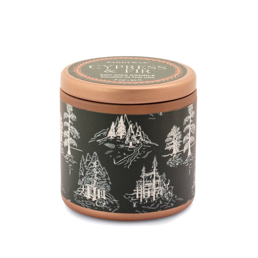 Cypress & Fir Copper Tin Candle - Dark Green