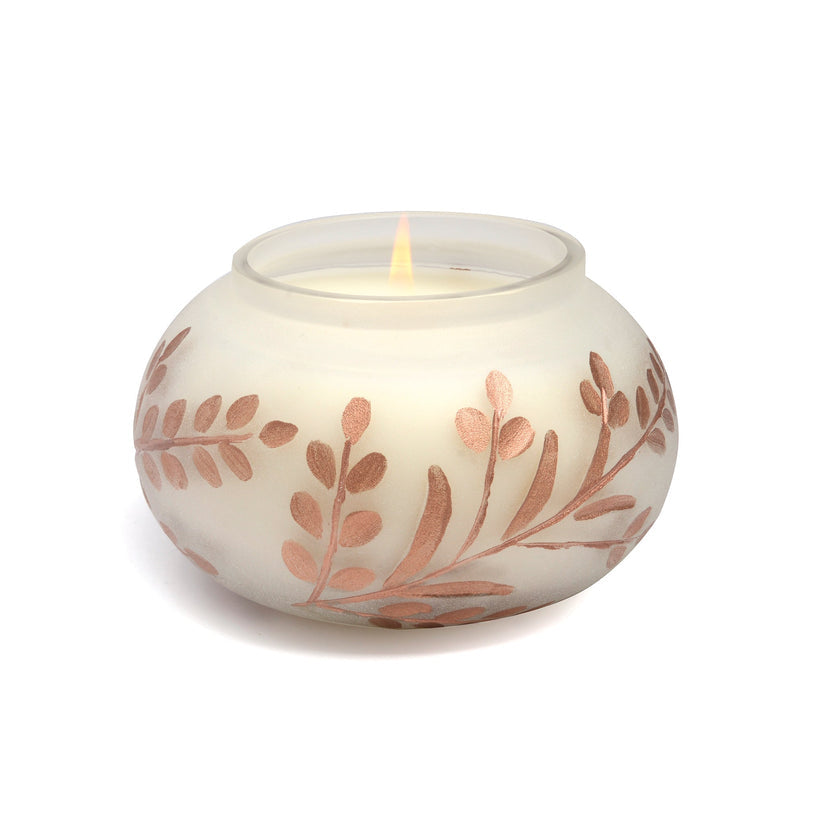 Cypress & Fir Metallic Etched Frosted Glass Candle