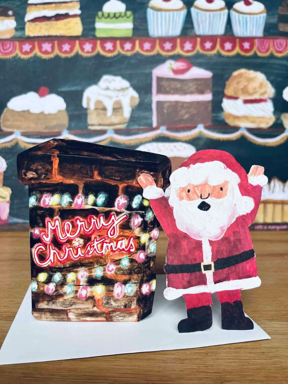 Santa In Chimney Christmas Card