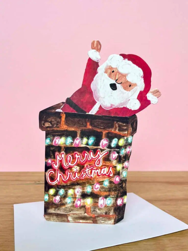 Santa In Chimney Christmas Card