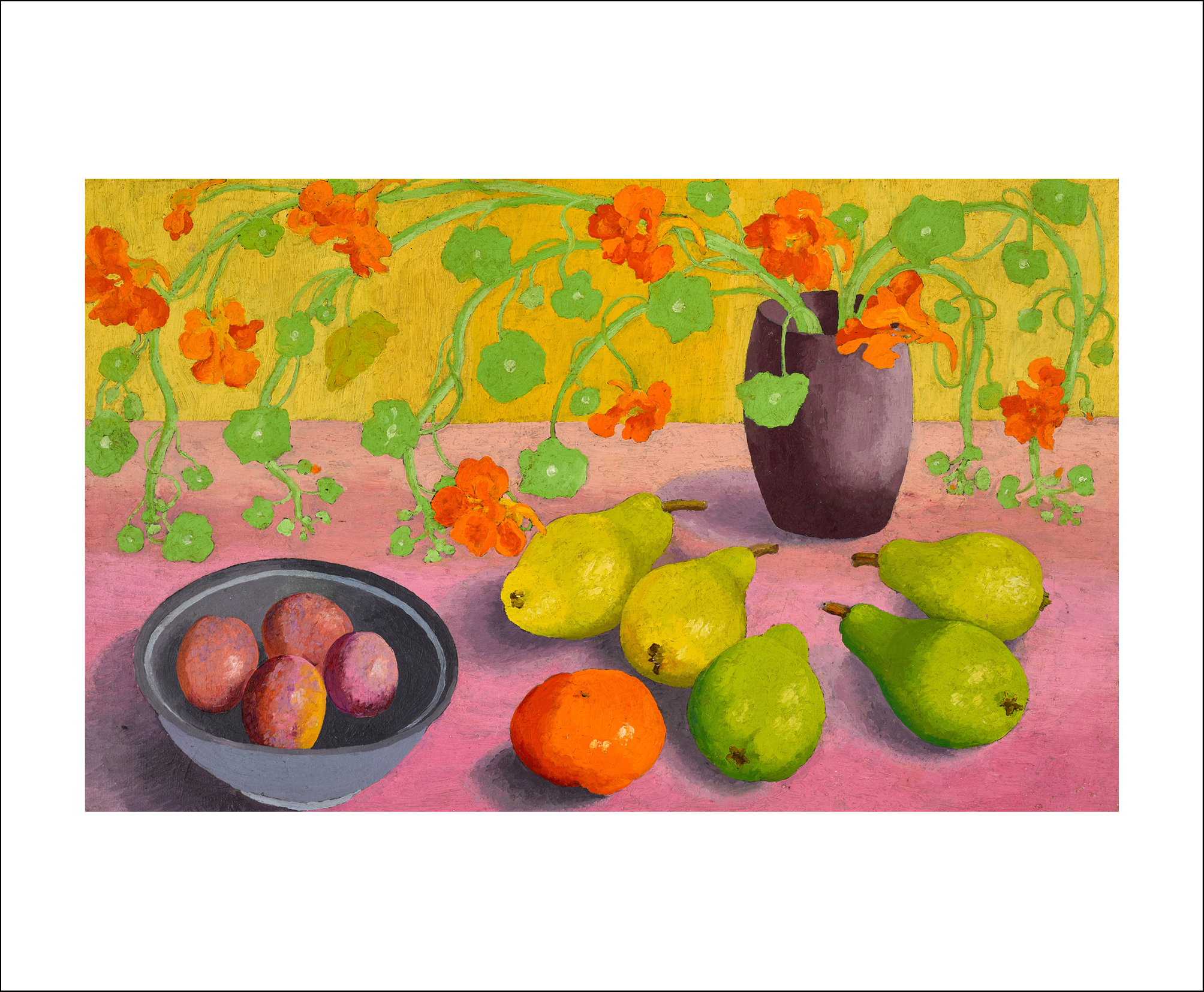 Still LIfe, Nasturtiums & Pears Blank Card