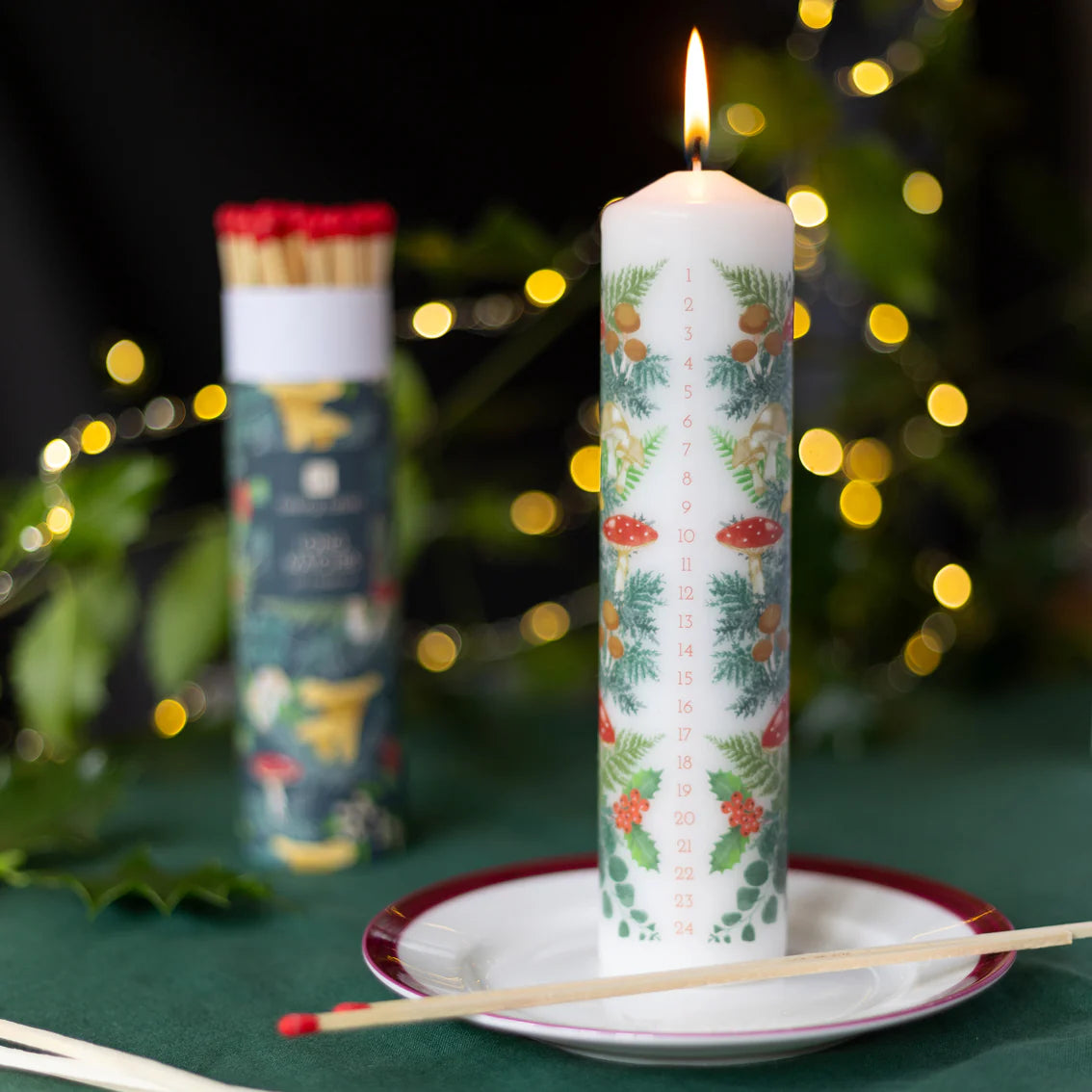 Woodland Forest Christmas Pillar Advent Candle