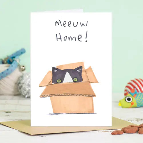 Cat In  Box New Home Card