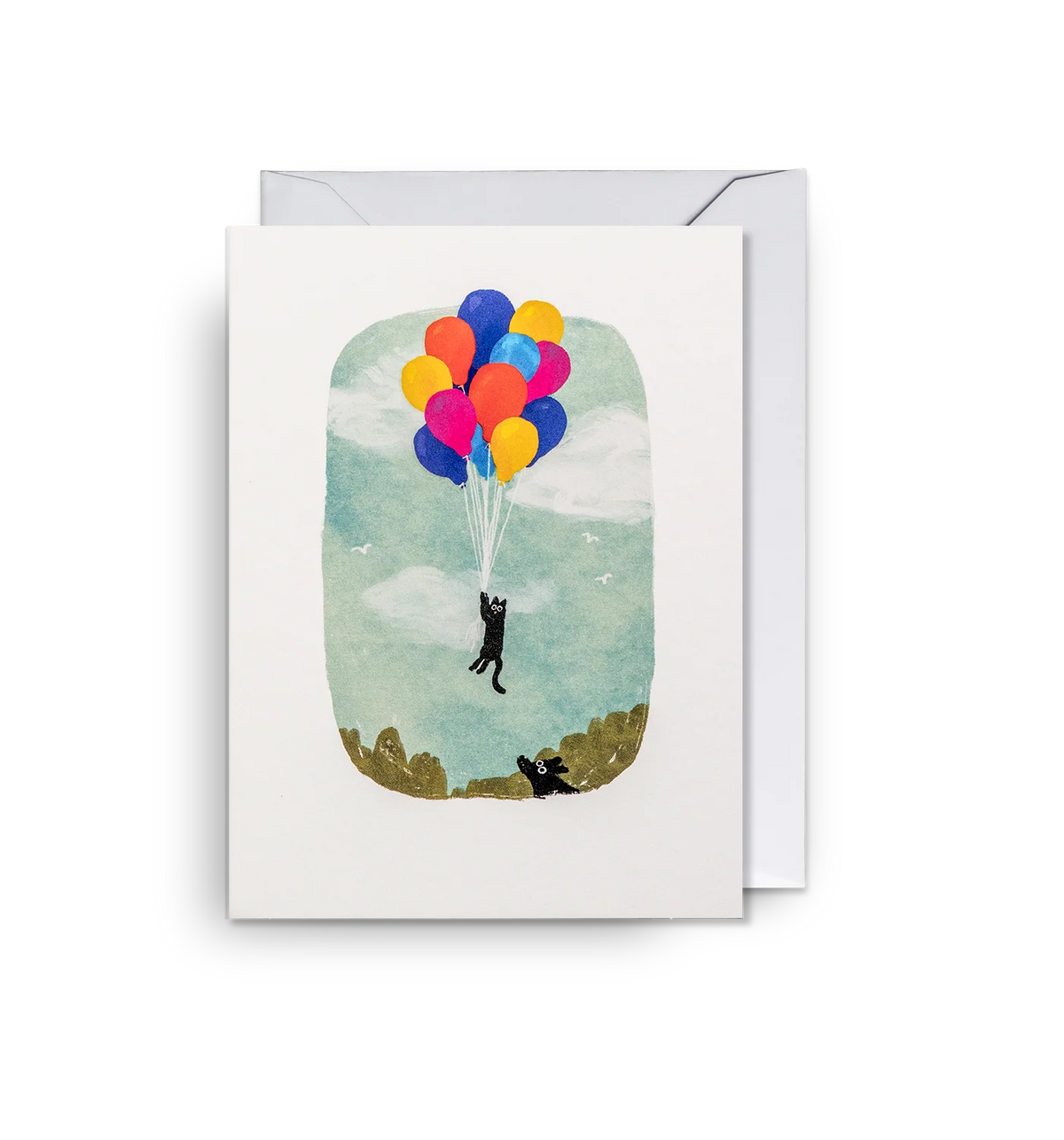 Cat In The Clouds Mini Birthday Card