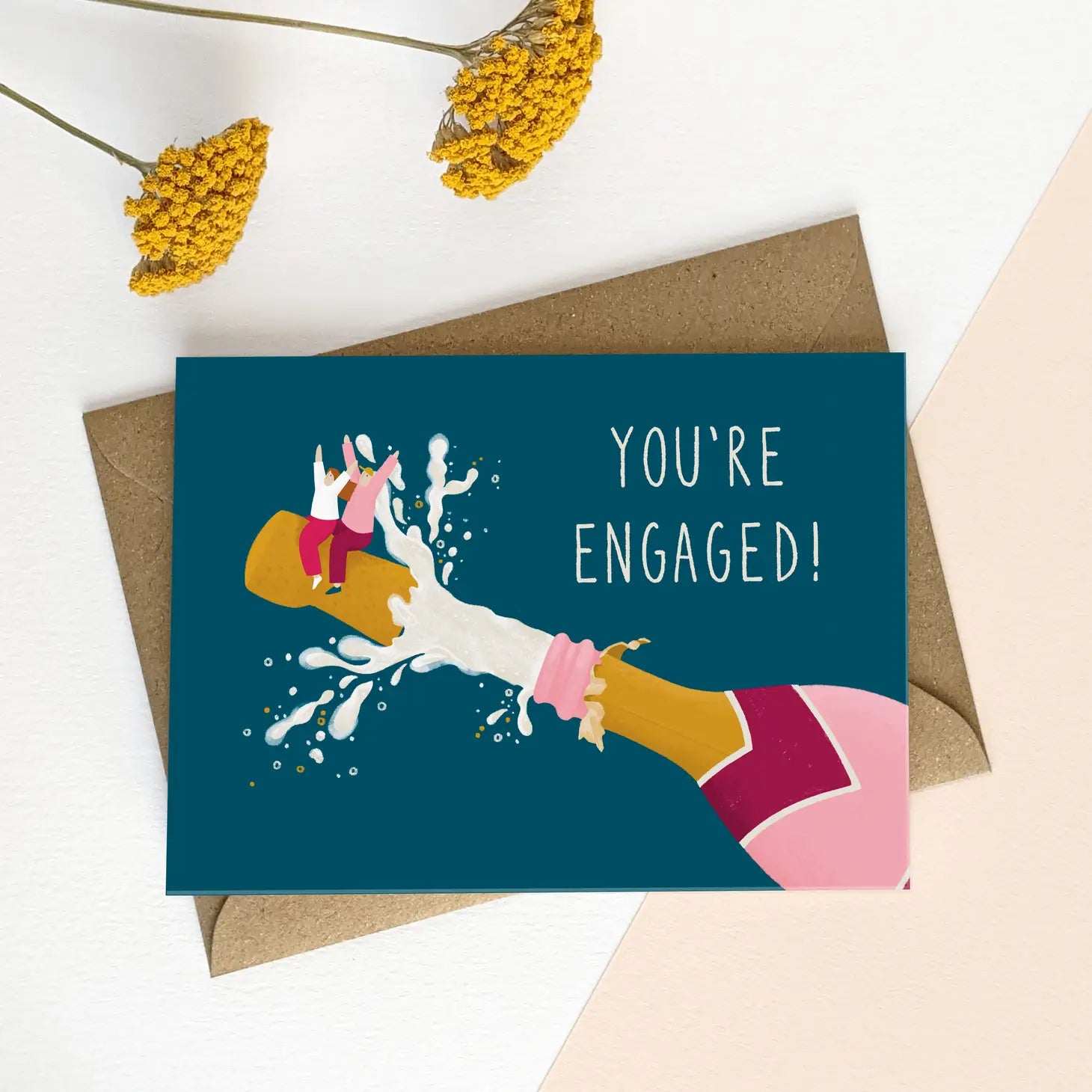 Champagne Engagement Card