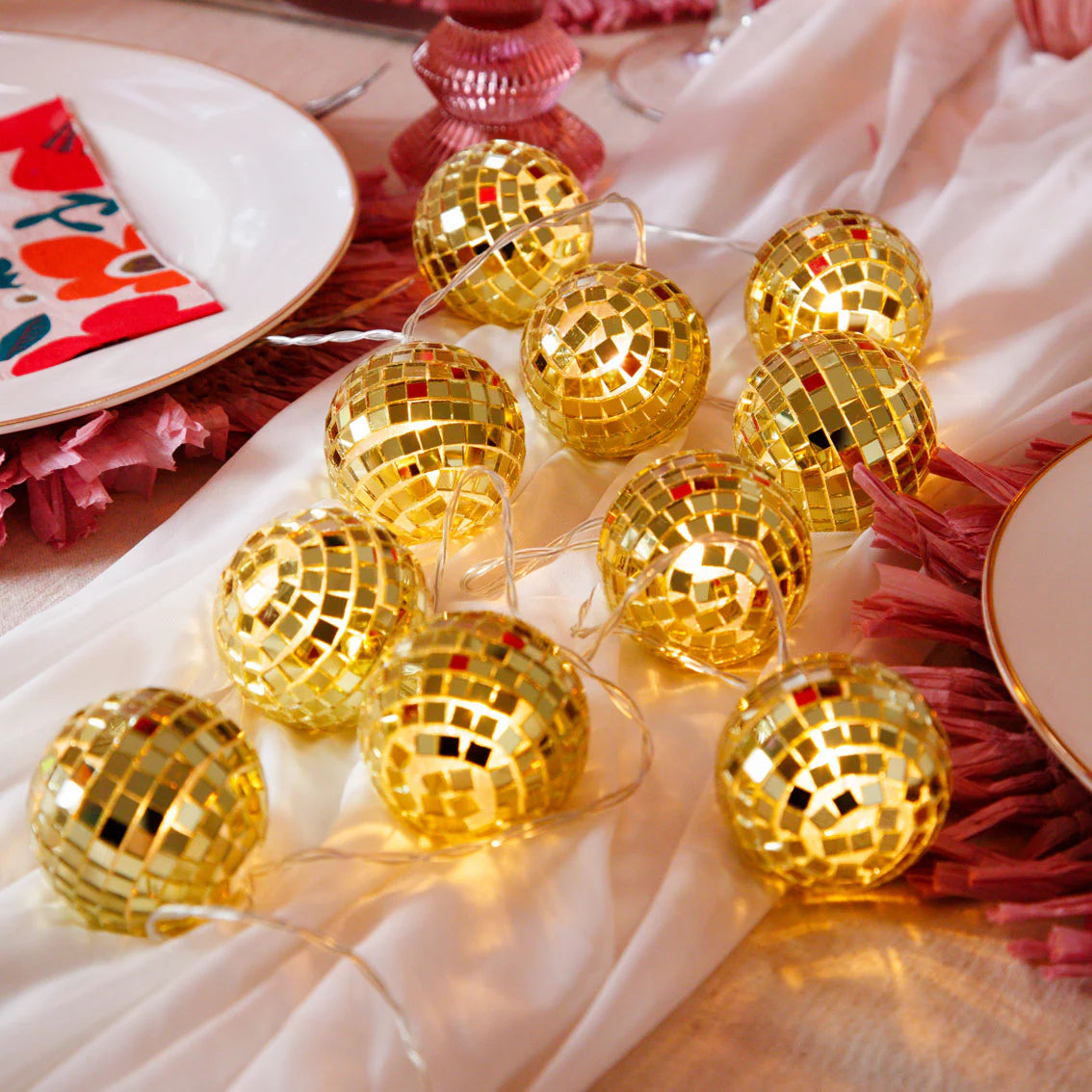 Gold Disco Balls String Lights