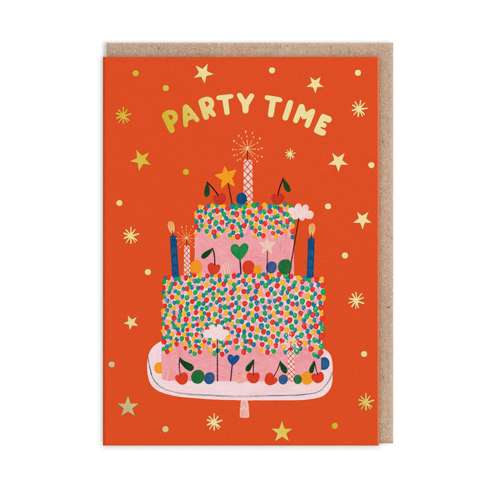 Party Time Red Cake Birthday Card