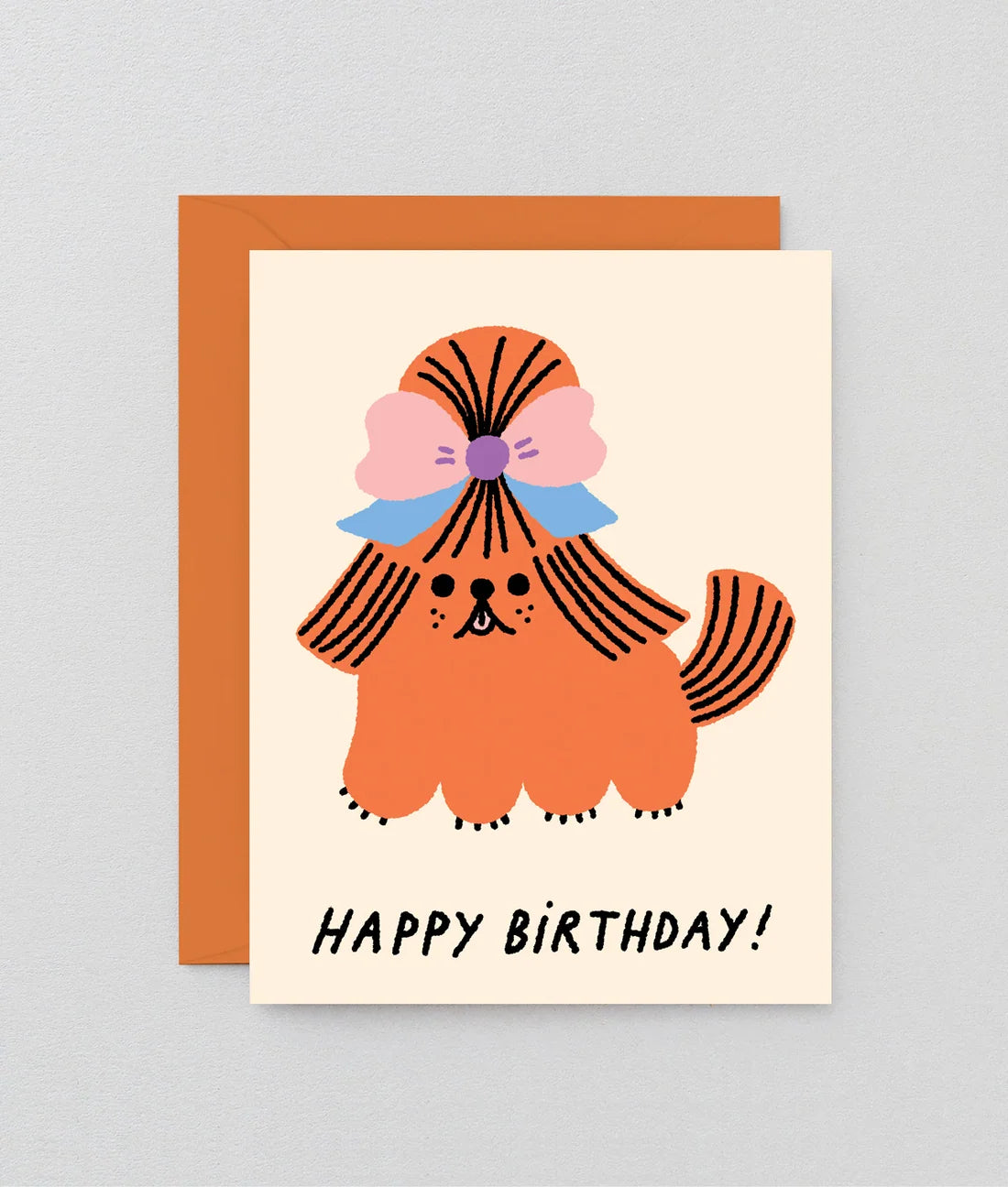 Dog With Bow Birthday Card