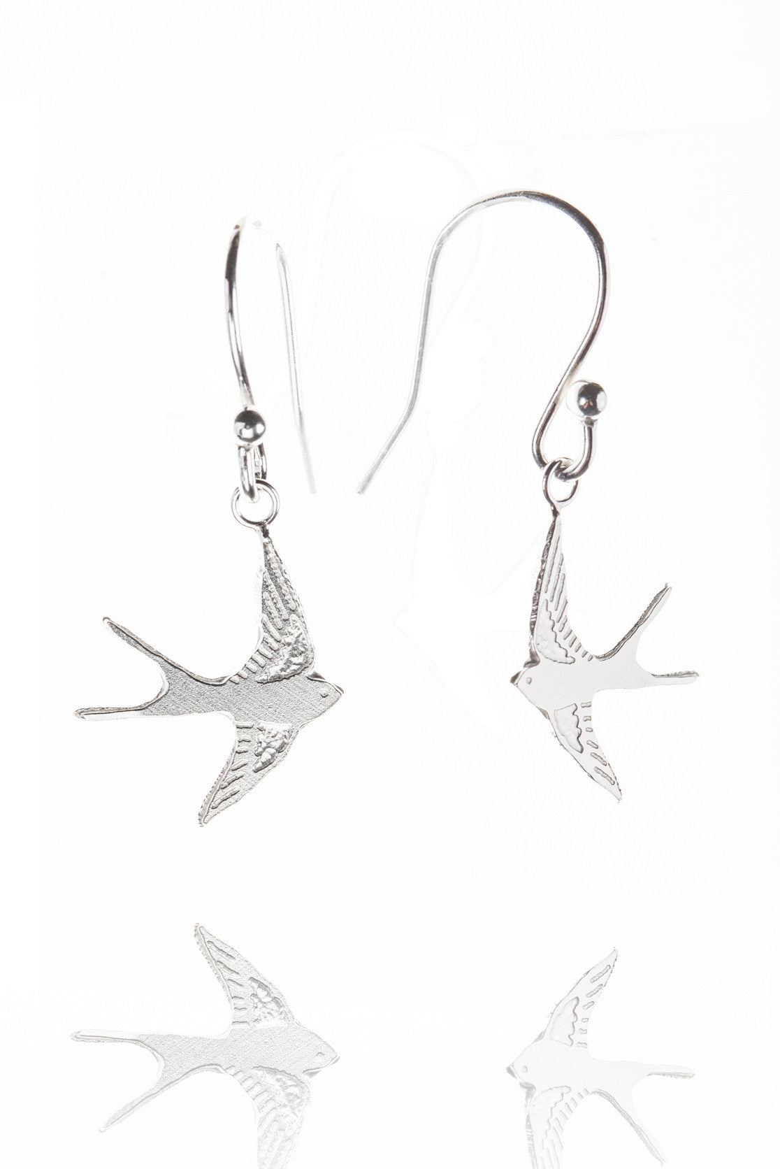 Silver Swallow Drop Earrings
