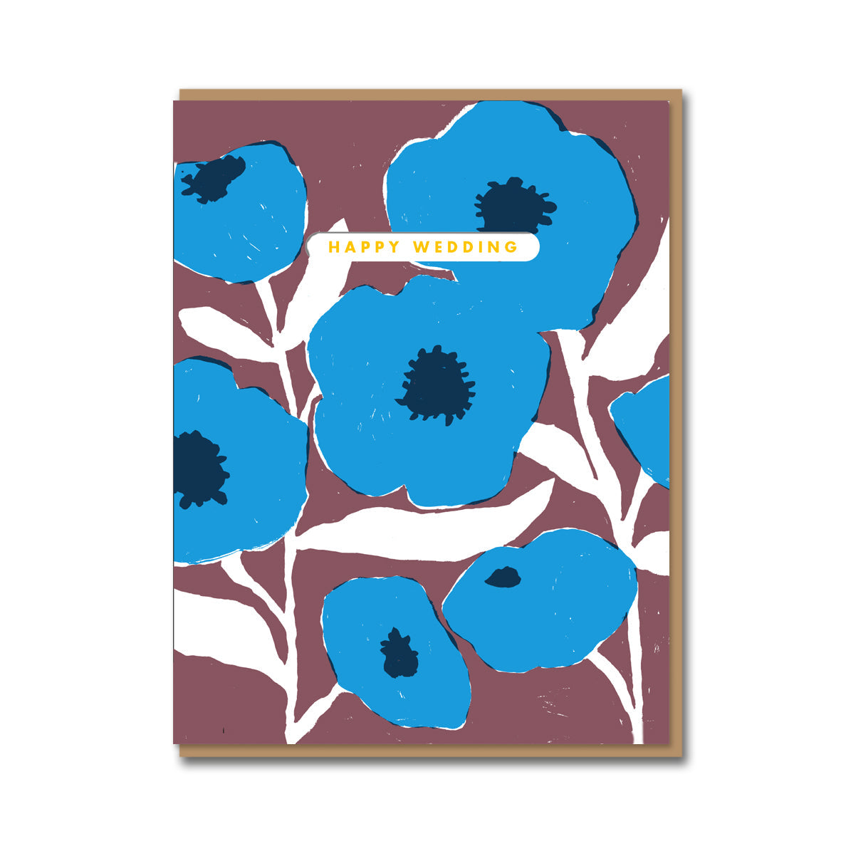 Blue Poppy Wedding Card